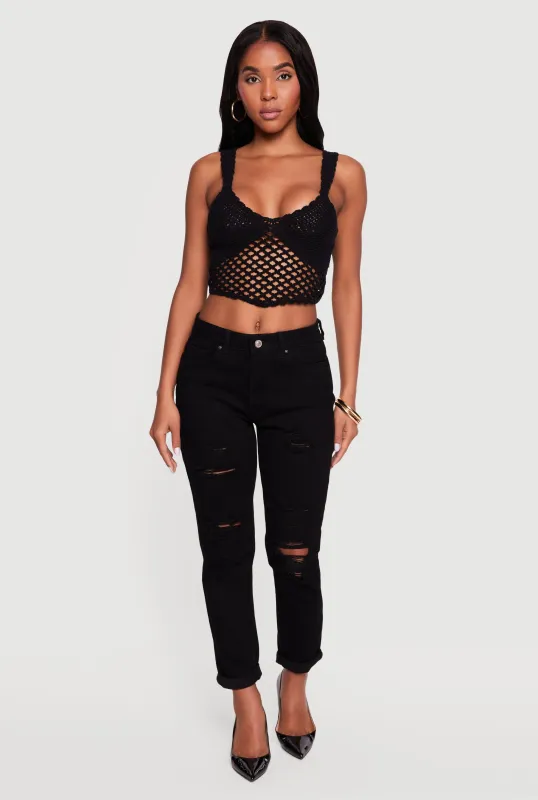 Solid Crochet Cropped Tank Top sold by Rainbow