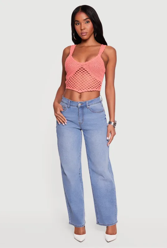 Solid Crochet Cropped Tank Top sold by Rainbow