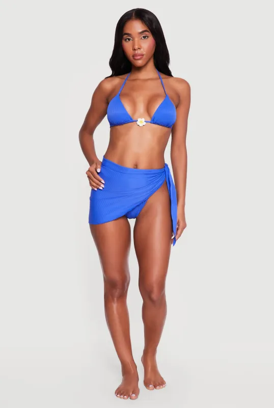 Rib Knit Side Tie Sarong Cover Up sold by Rainbow