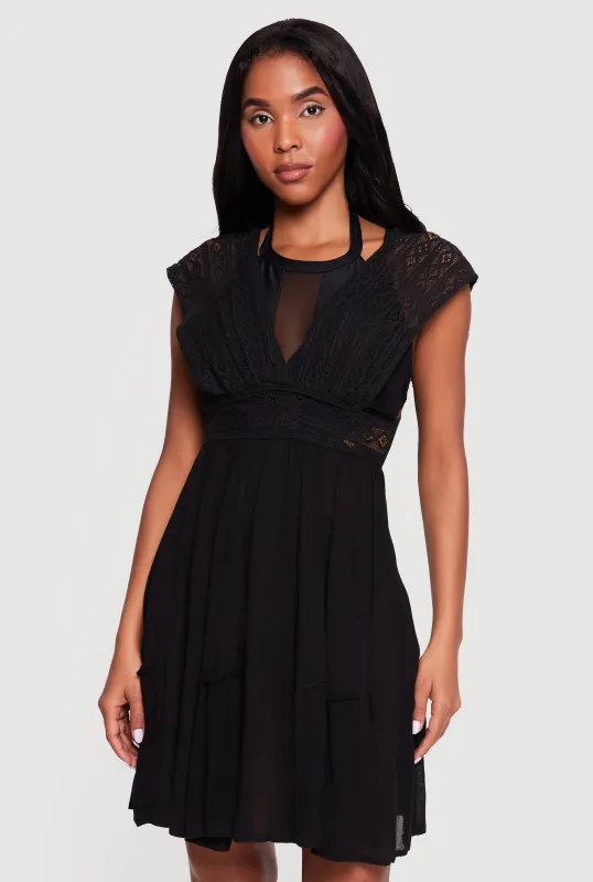 Crochet Open Tie Back Cover Up Dress sold by Rainbow