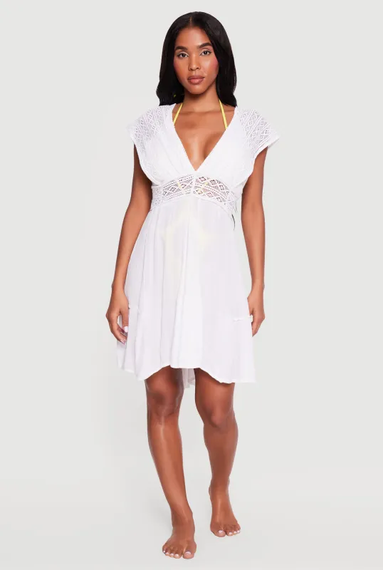 Crochet Open Tie Back Cover Up Dress made by Rainbow