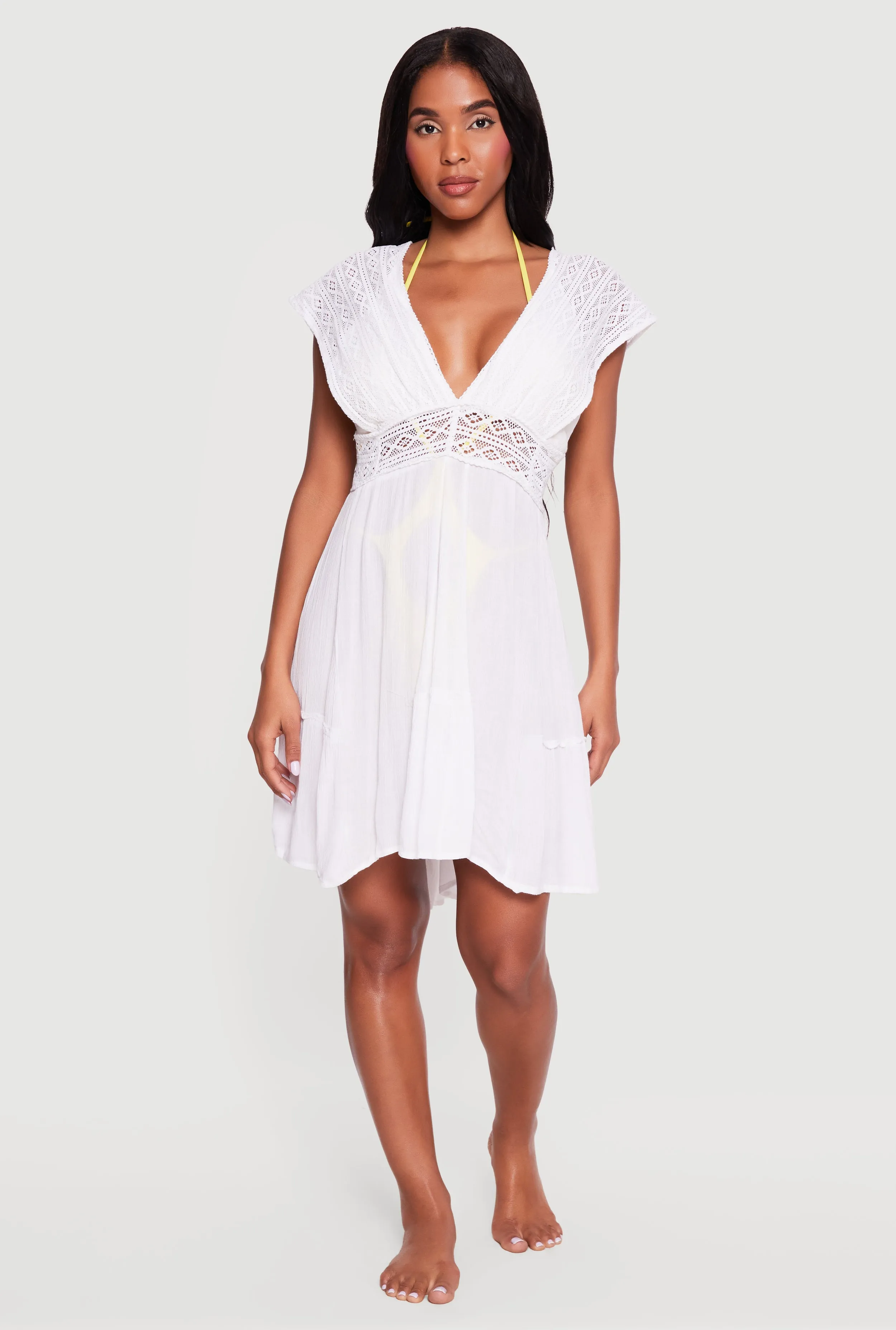 Crochet Open Tie Back Cover Up Dress sold by Rainbow