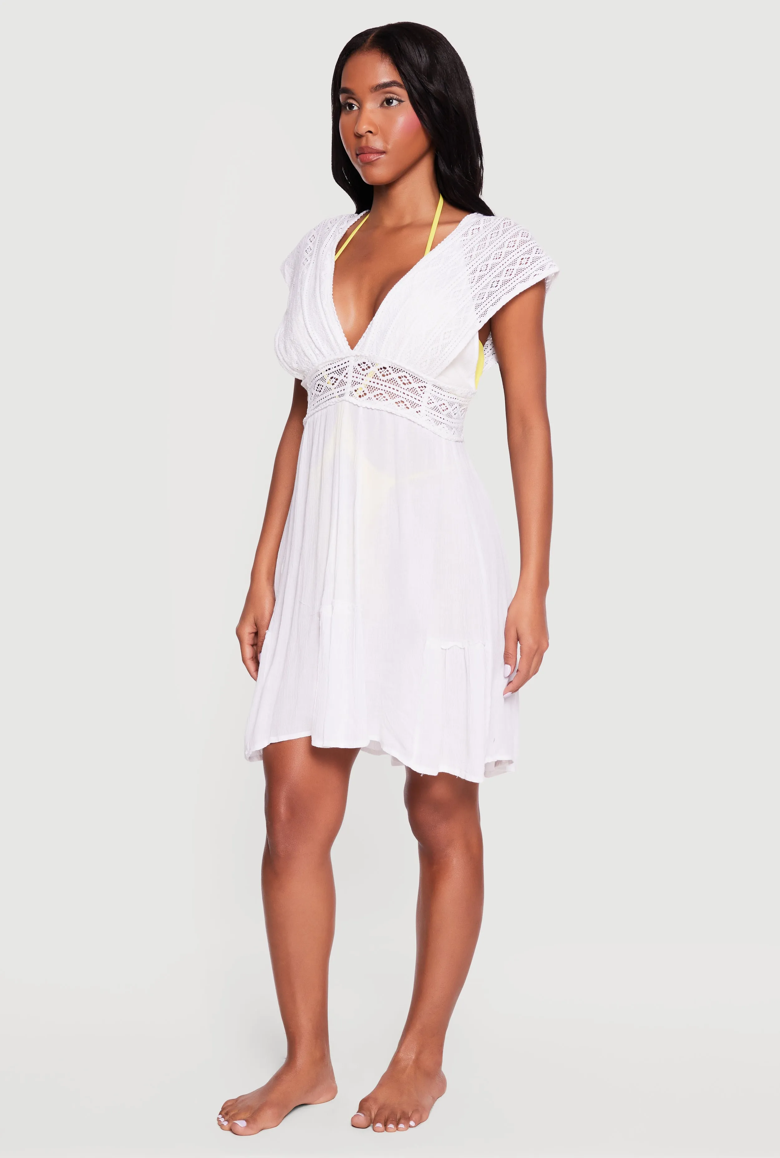 Crochet Open Tie Back Cover Up Dress sold by Rainbow product image thumbnail 2