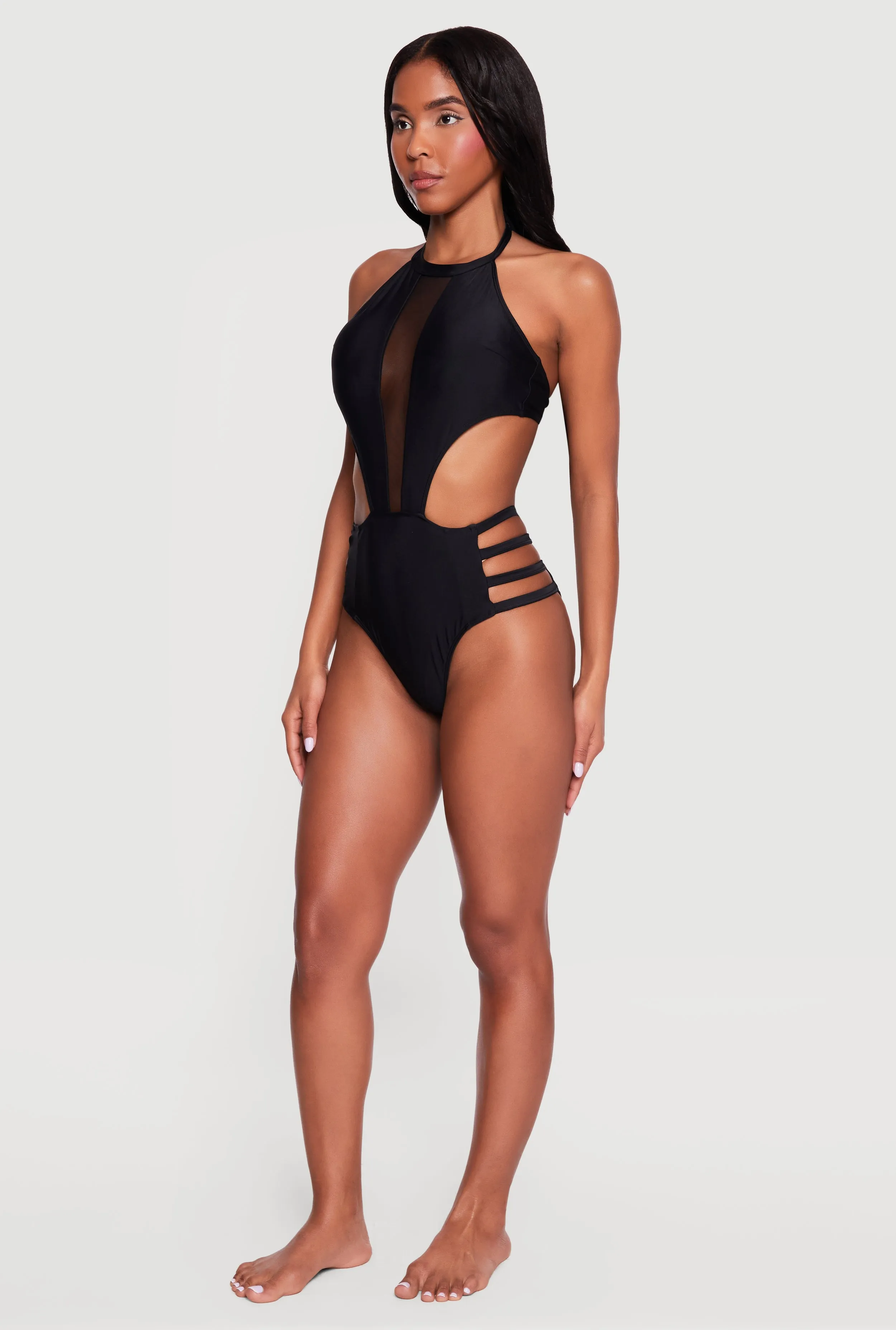 Mesh Detail Caged Side One Piece Swimsuit sold by Rainbow product image thumbnail 3