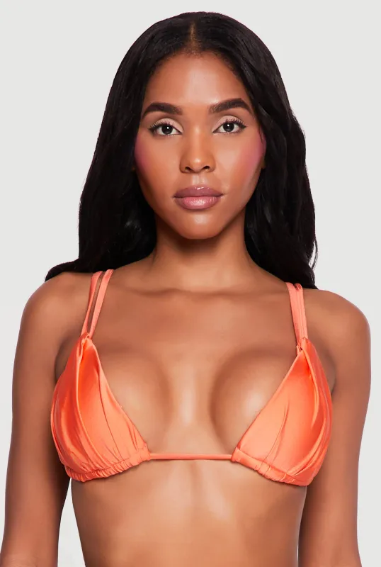 Tie Back Double Strap Triangle Bikini Top with Charms made by Rainbow