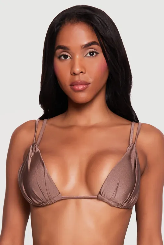 Double Strap Triangle Swim Bikini Top with Charms sold by Rainbow