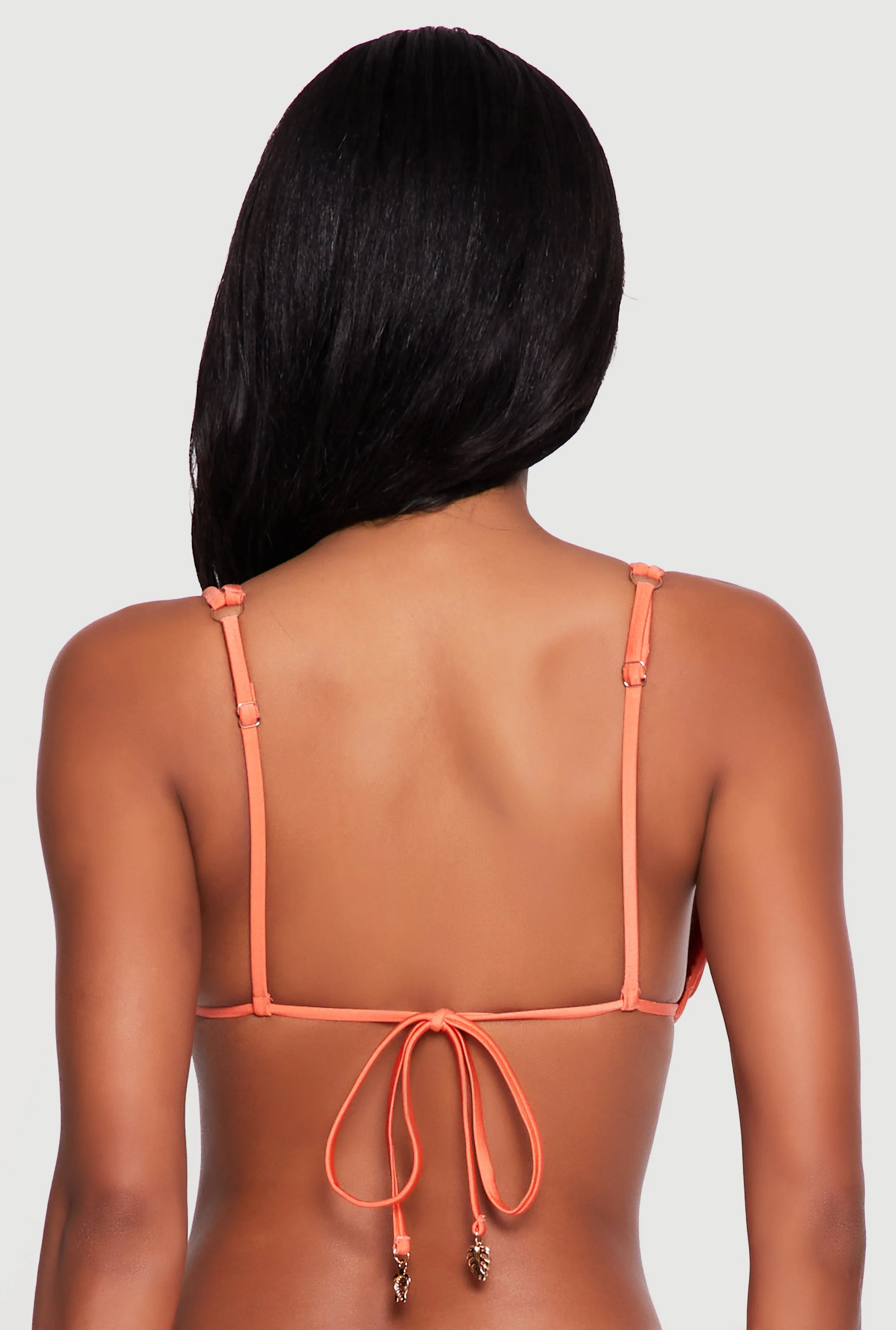 Tie Back Double Strap Triangle Bikini Top with Charms sold by Rainbow product image thumbnail 5