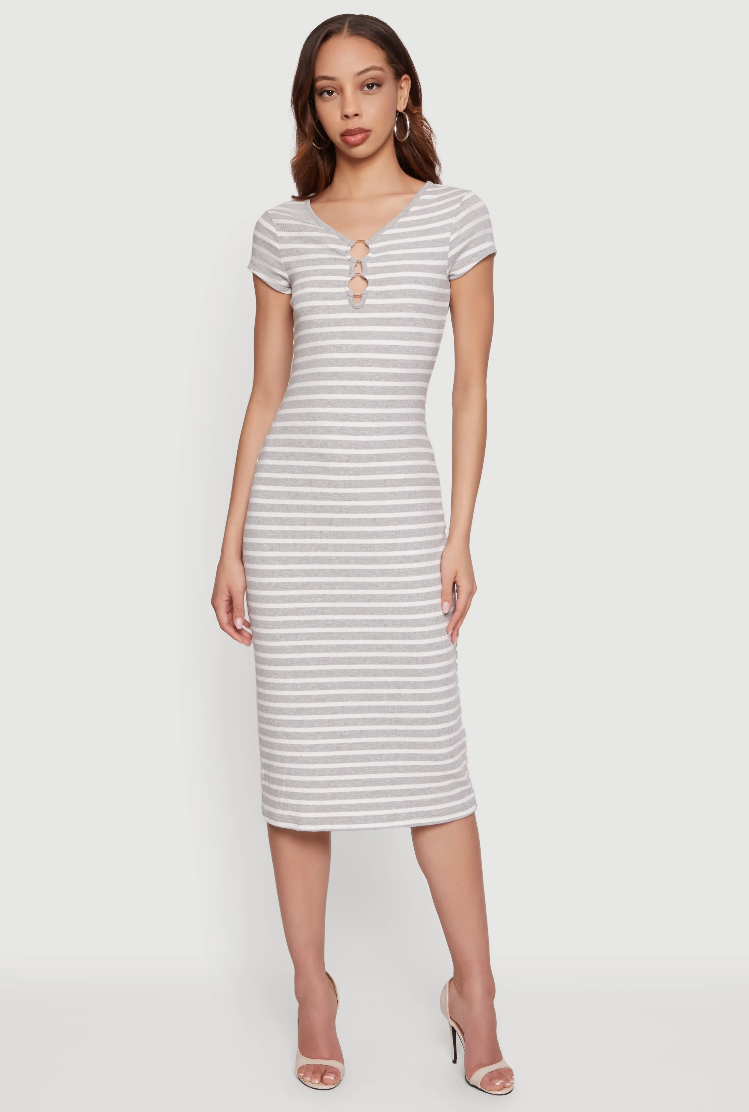 O Ring Cut Out Striped Midi Dress sold by Rainbow product image thumbnail 4