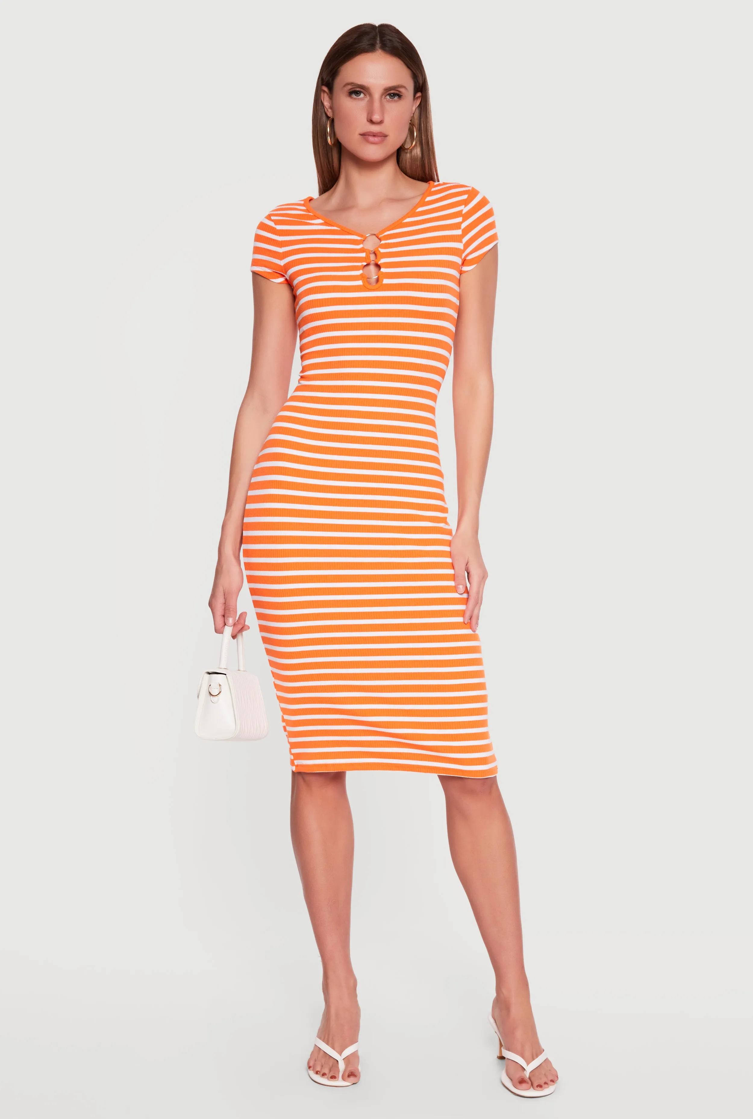 O Ring Cut Out Striped Midi Dress sold by Rainbow product image thumbnail 3