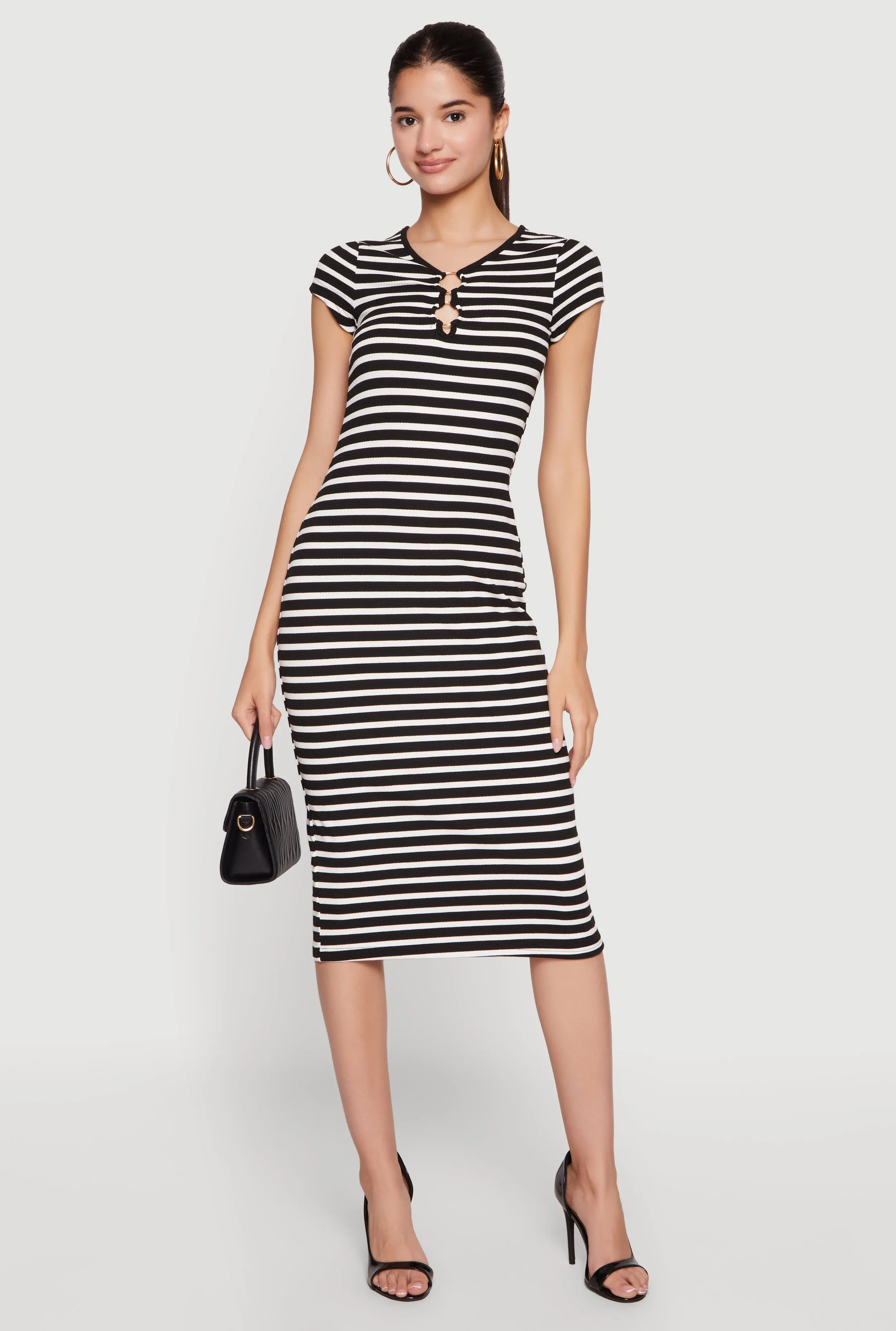 O Ring Cut Out Striped Midi Dress sold by Rainbow product image thumbnail 2