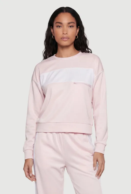 Crew Neck Pullover Top with Zip Pocket Detail sold by Rainbow