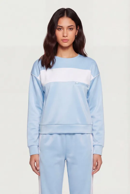 Crew Neck Pullover Top with Zip Pocket Detail made by Rainbow