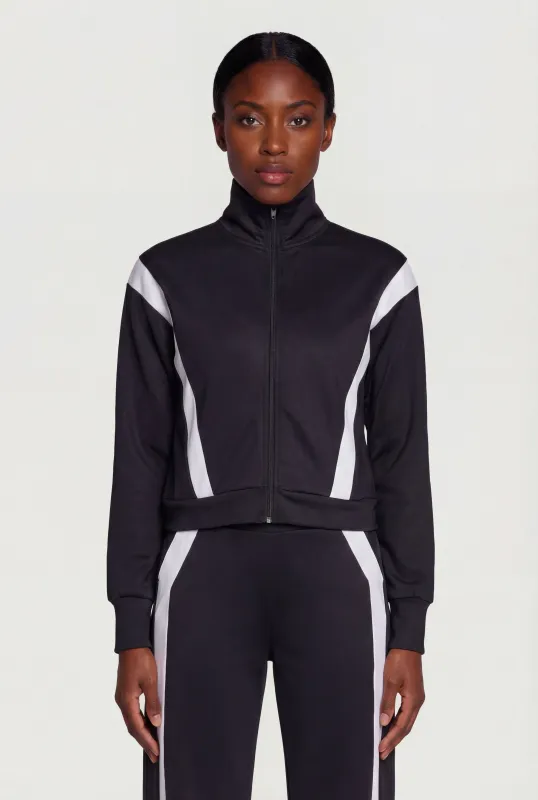 Contrast Trim Zip Front Mock Neck Active Jacket sold by Rainbow