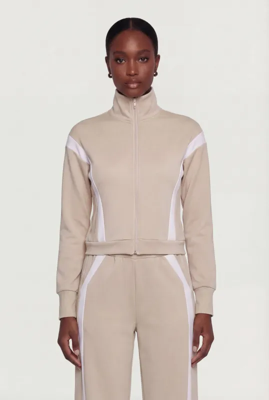 Contrast Trim Zip Front Mock Neck Active Jacket sold by Rainbow