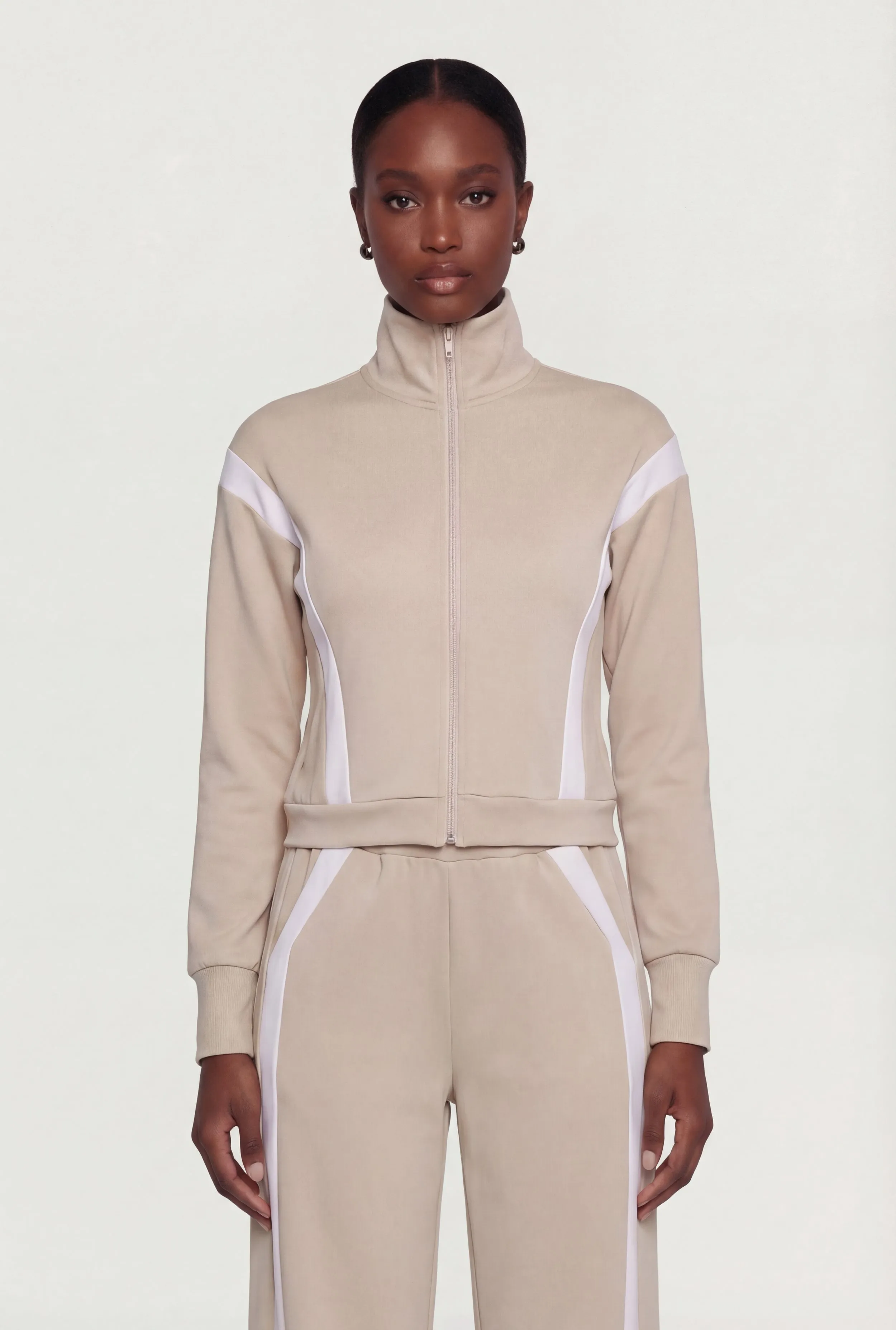 Contrast Trim Zip Front Mock Neck Active Jacket sold by Rainbow