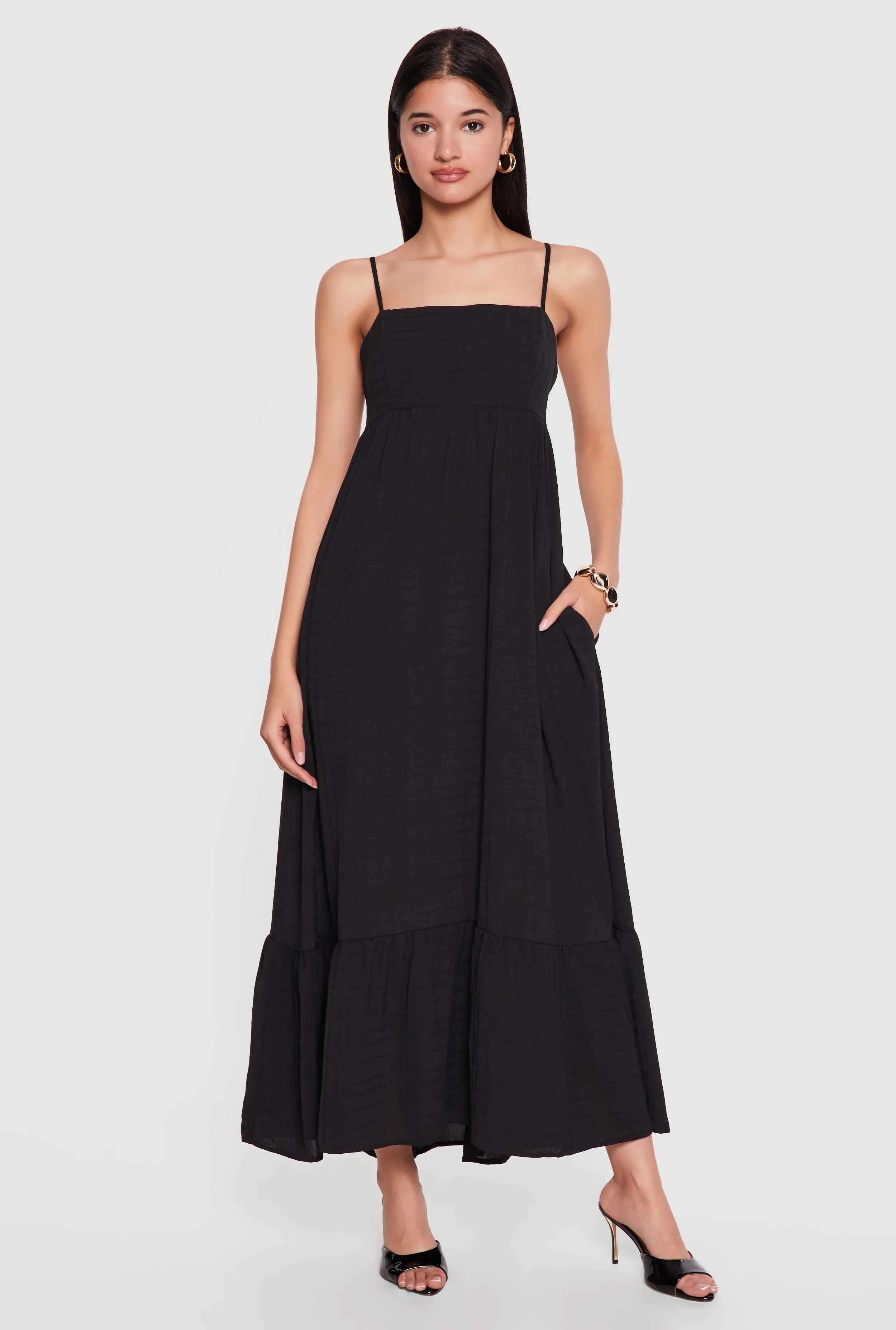 Plaid Crepe Knit Cami Maxi Dress with Pockets sold by Rainbow product image thumbnail 2