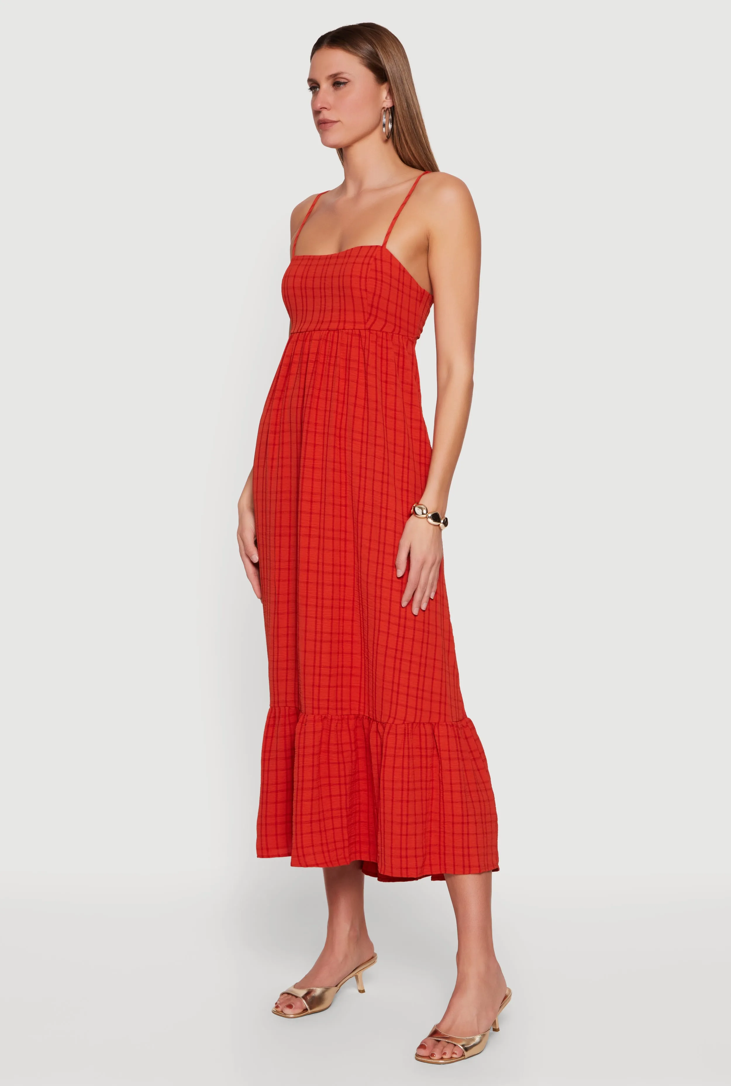 Plaid Crepe Knit Cami Maxi Dress with Pockets sold by Rainbow product image thumbnail 2