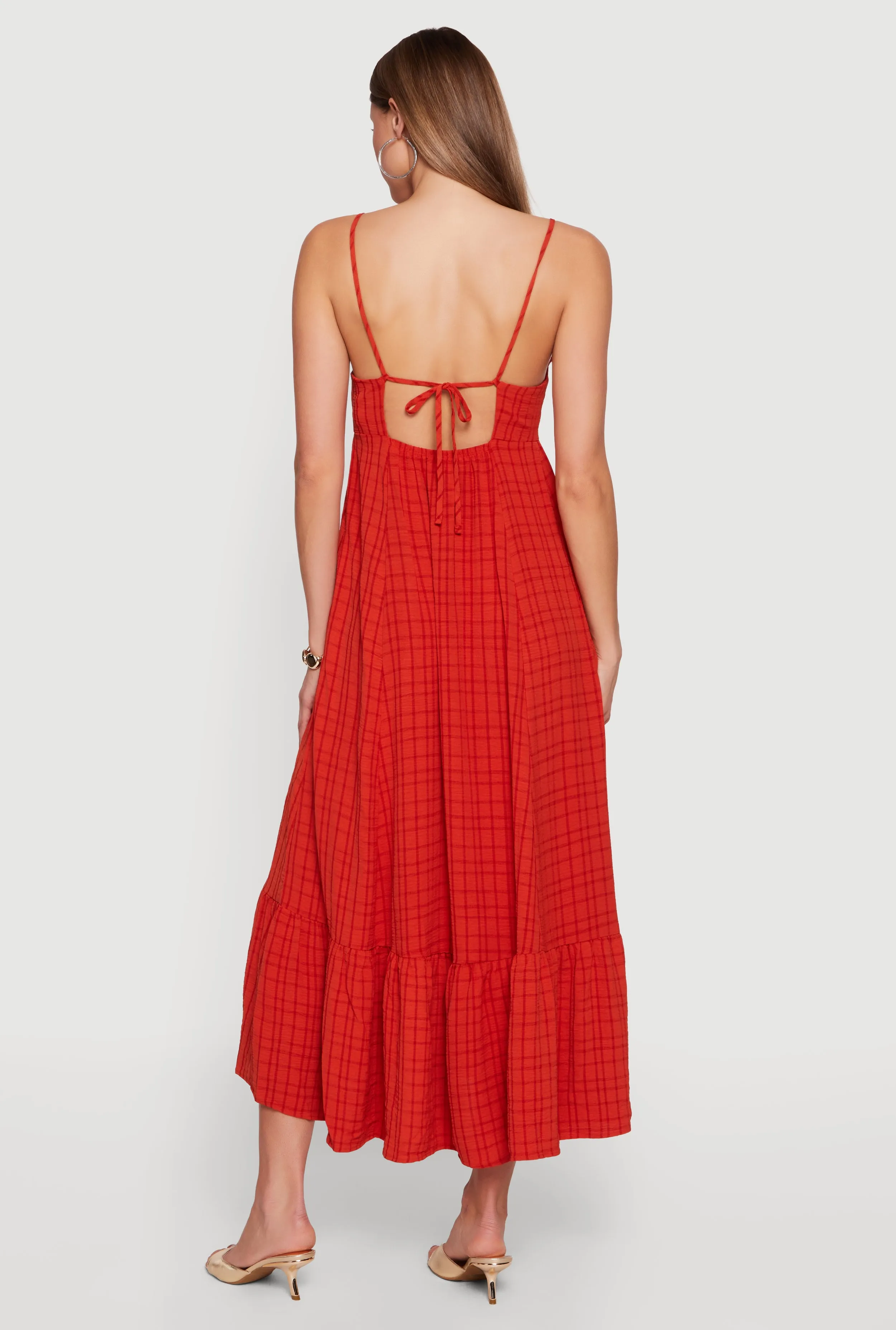 Plaid Crepe Knit Cami Maxi Dress with Pockets sold by Rainbow product image thumbnail 3