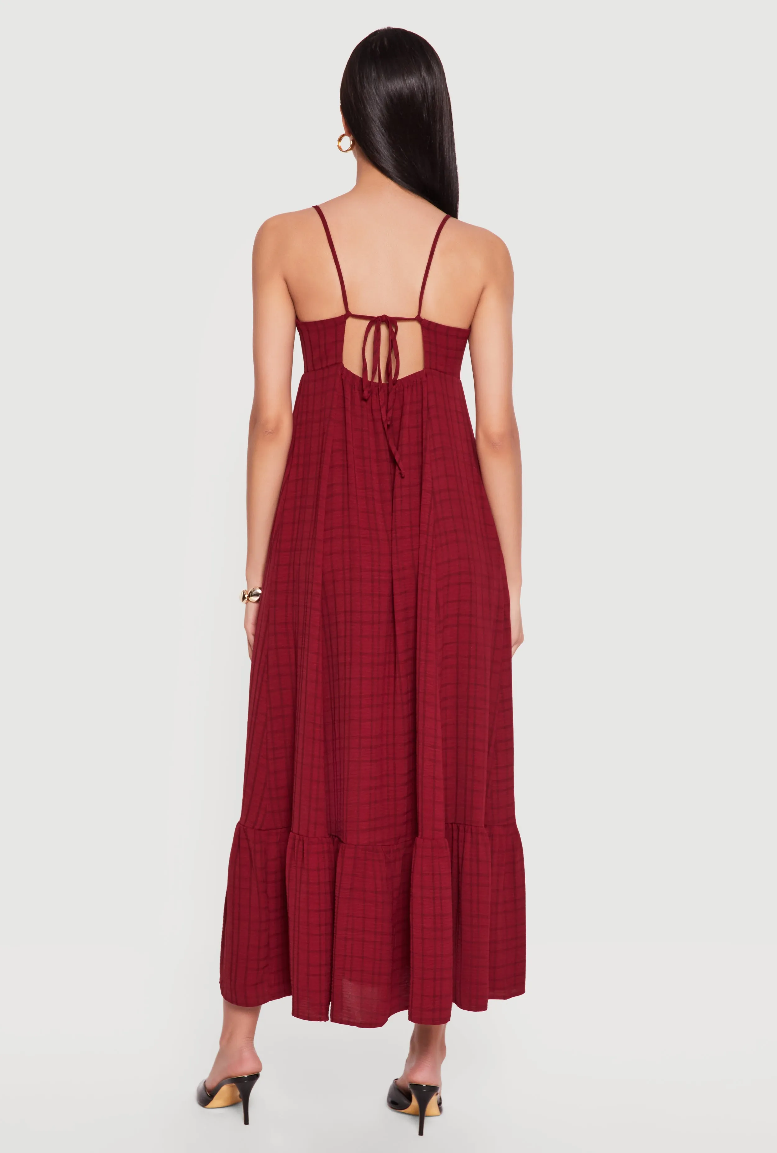 Plaid Crepe Knit Cami Maxi Dress with Pockets sold by Rainbow product image thumbnail 3