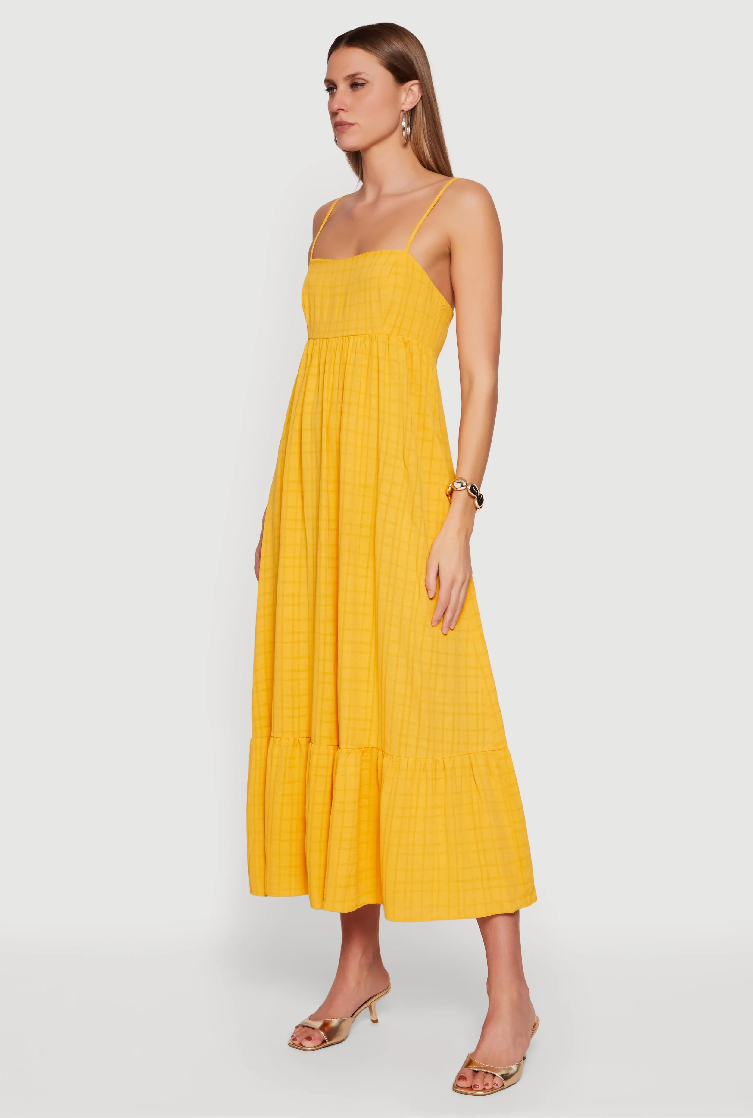 Plaid Crepe Knit Cami Maxi Dress with Pockets sold by Rainbow product image thumbnail 2