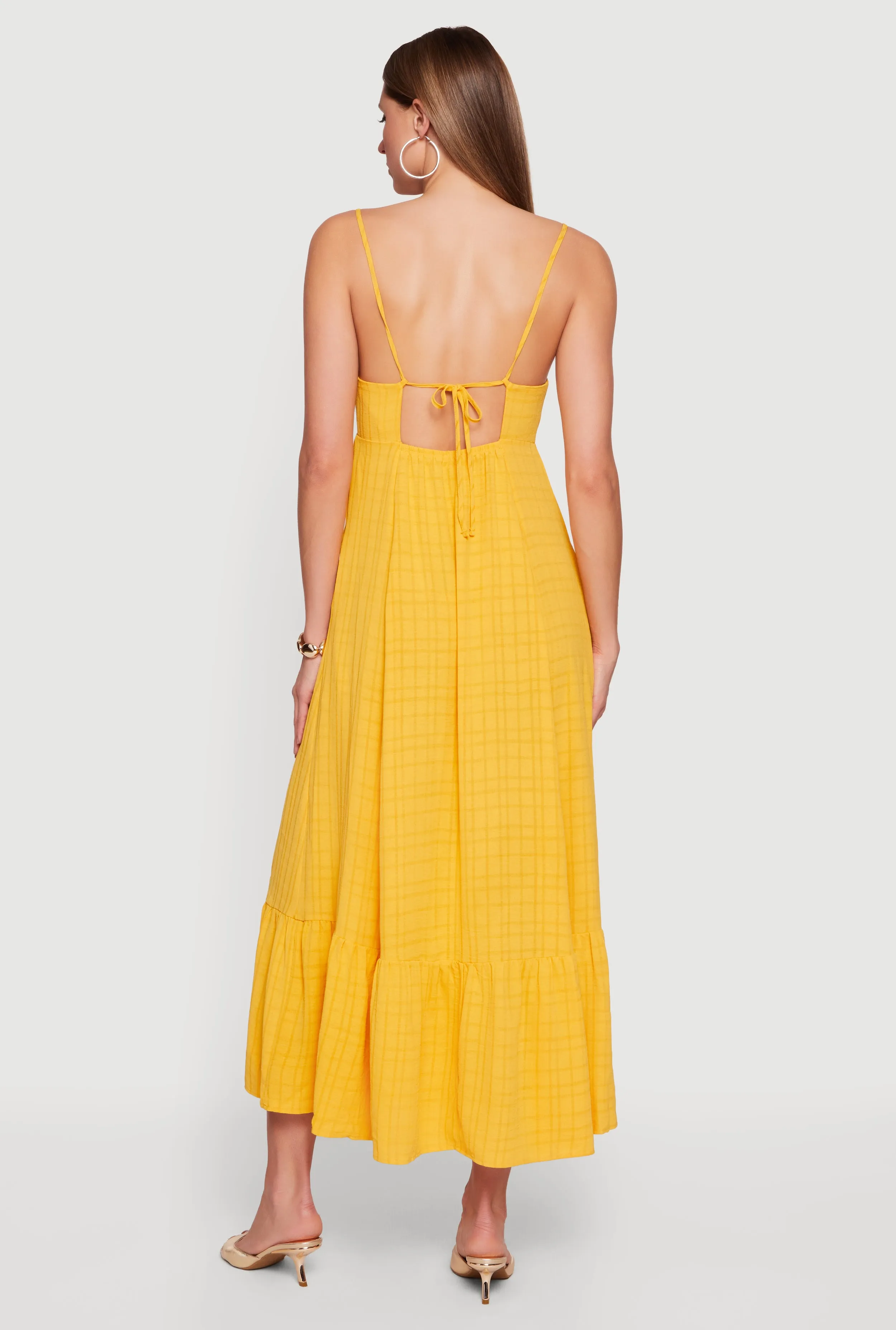 Plaid Crepe Knit Cami Maxi Dress with Pockets sold by Rainbow product image thumbnail 3