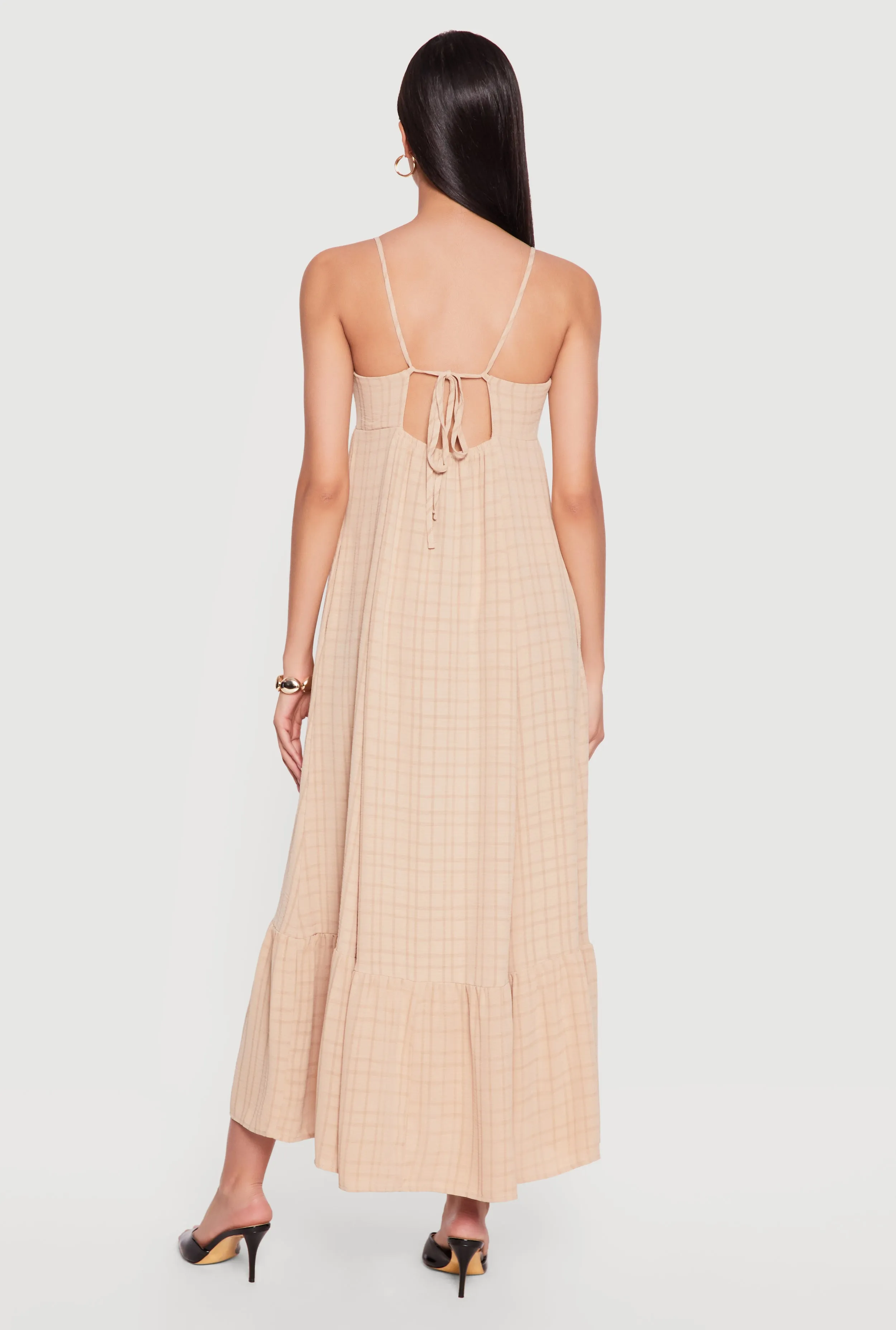 Plaid Crepe Knit Cami Maxi Dress with Pockets sold by Rainbow product image thumbnail 3