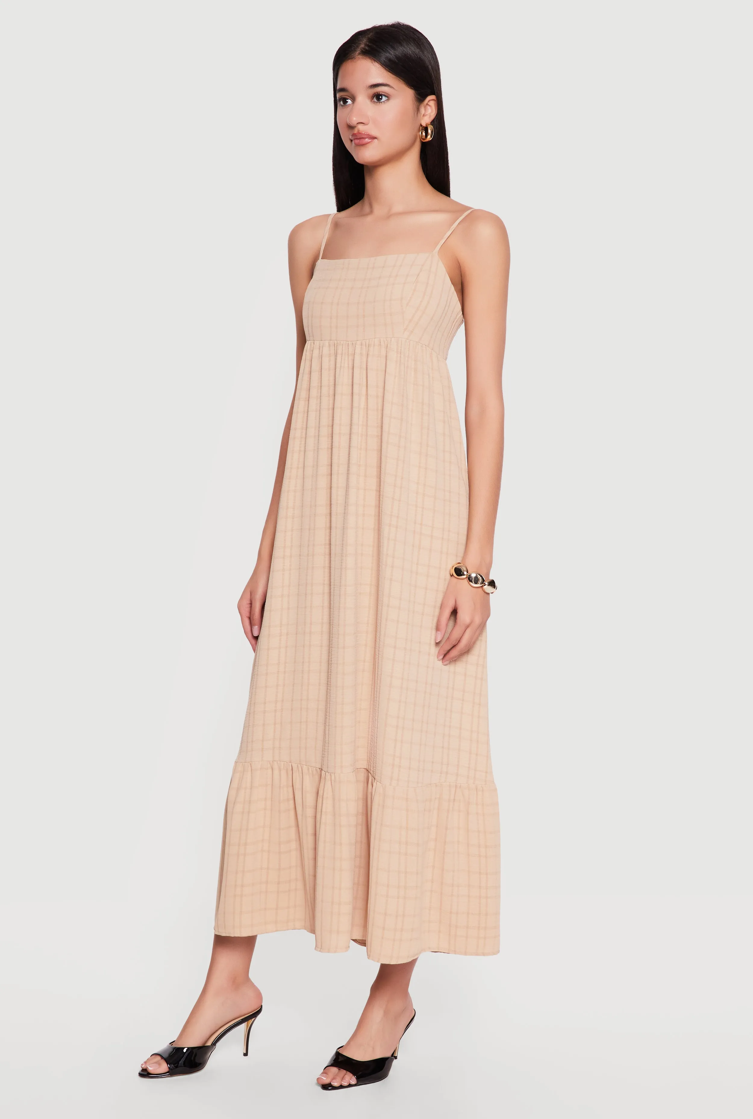 Plaid Crepe Knit Cami Maxi Dress with Pockets sold by Rainbow product image thumbnail 2