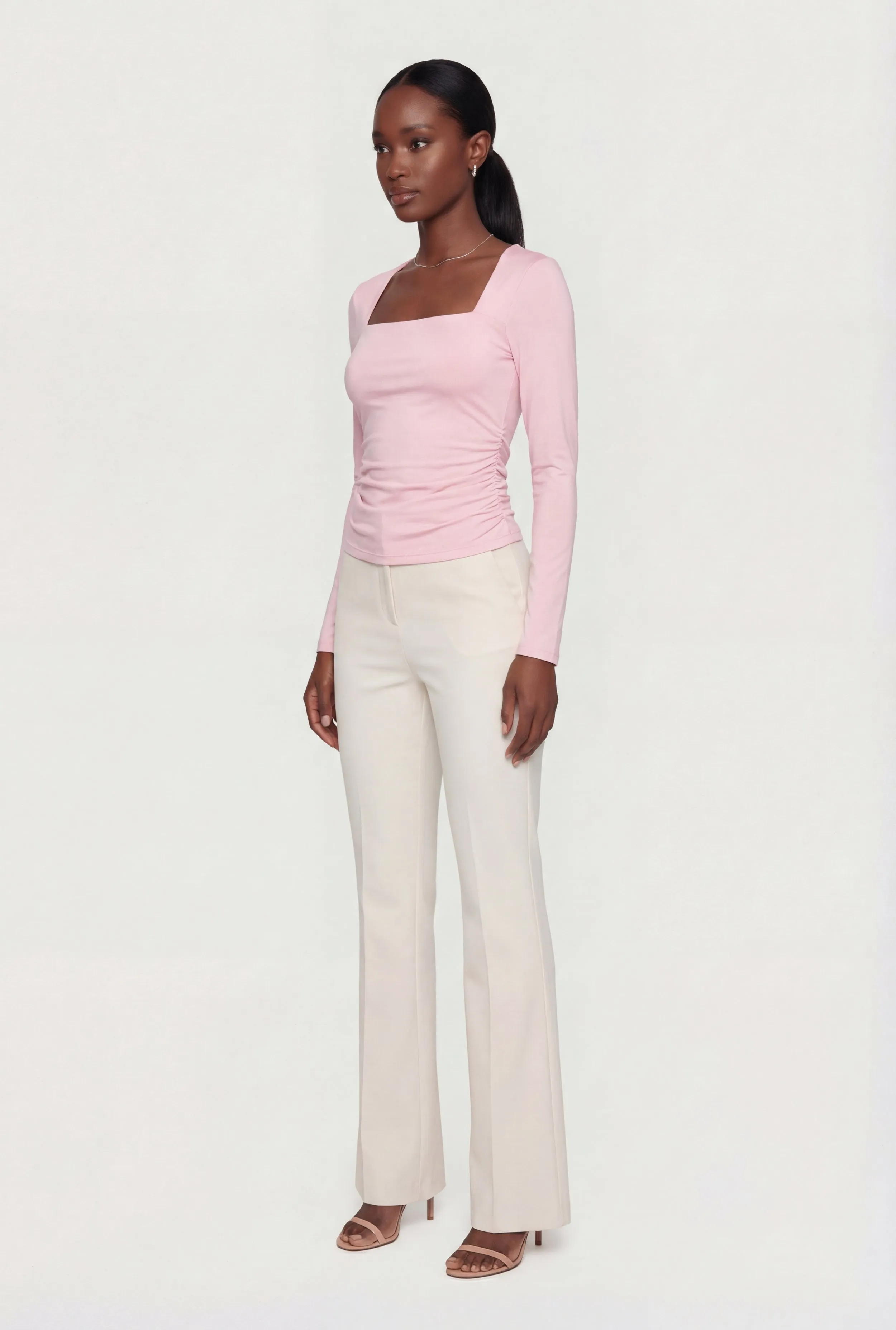 Square Neck Side Ruched Long Sleeve Blouse sold by Rainbow product image thumbnail 3