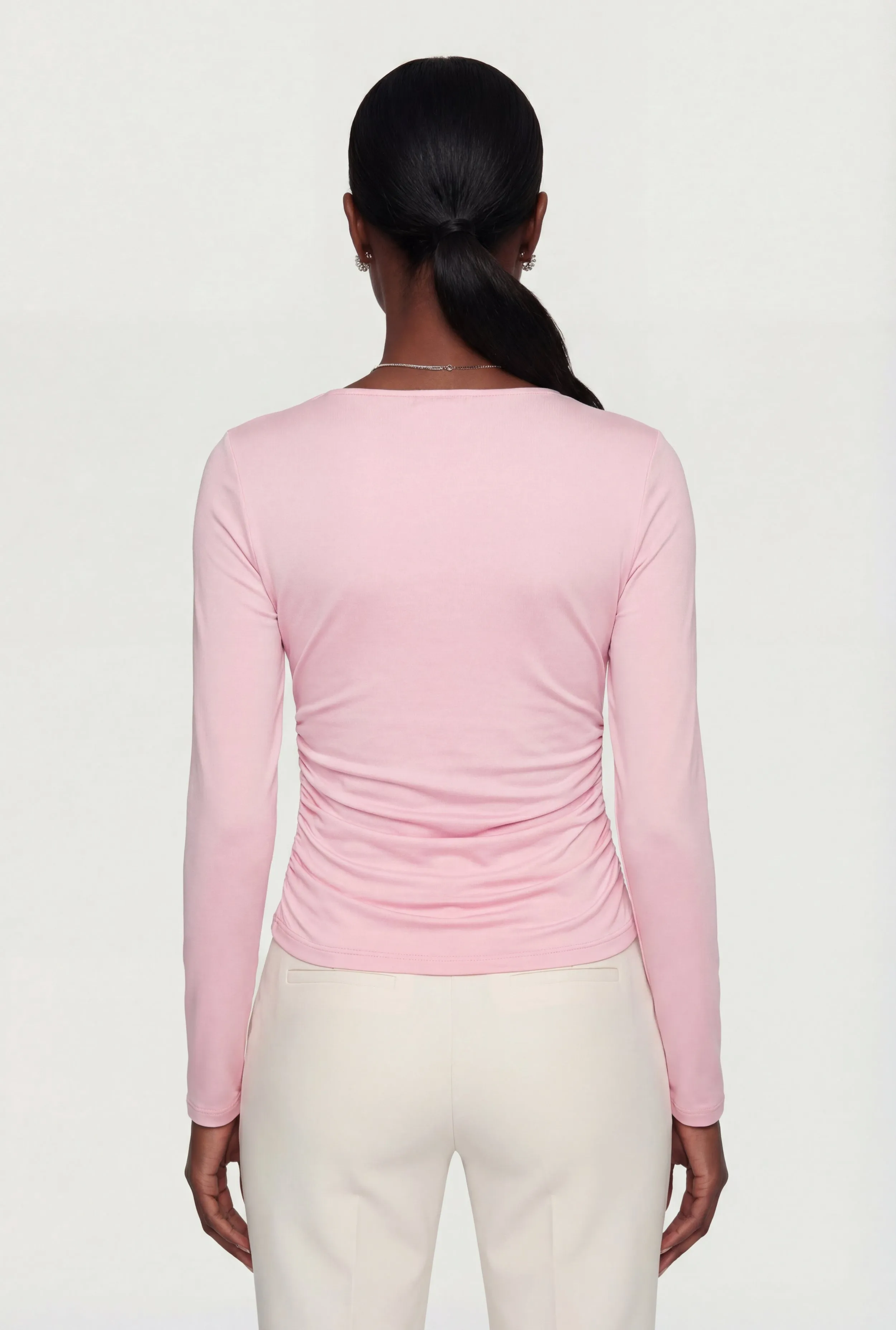 Square Neck Side Ruched Long Sleeve Blouse sold by Rainbow product image thumbnail 5