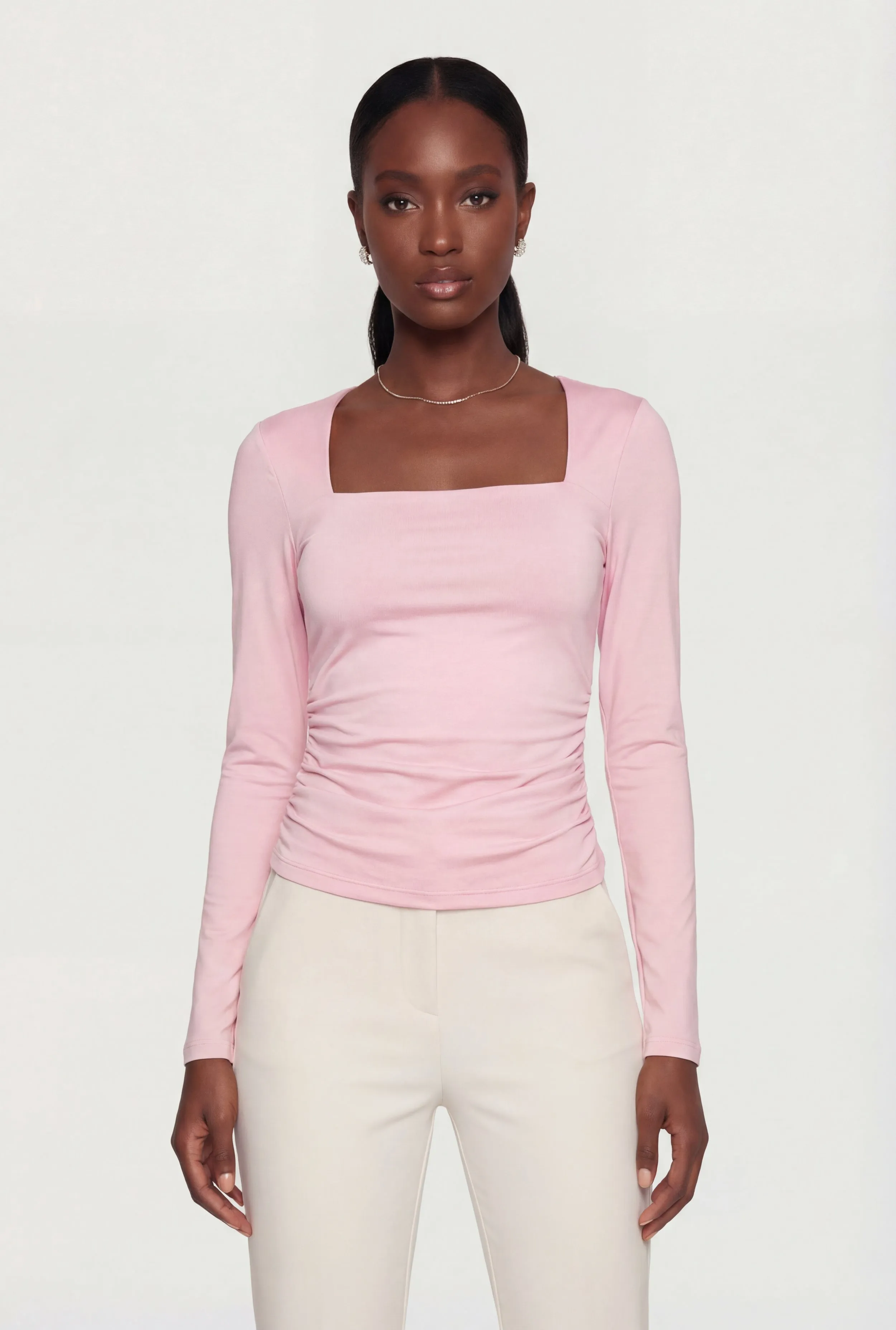 Square Neck Side Ruched Long Sleeve Blouse sold by Rainbow product image thumbnail 2