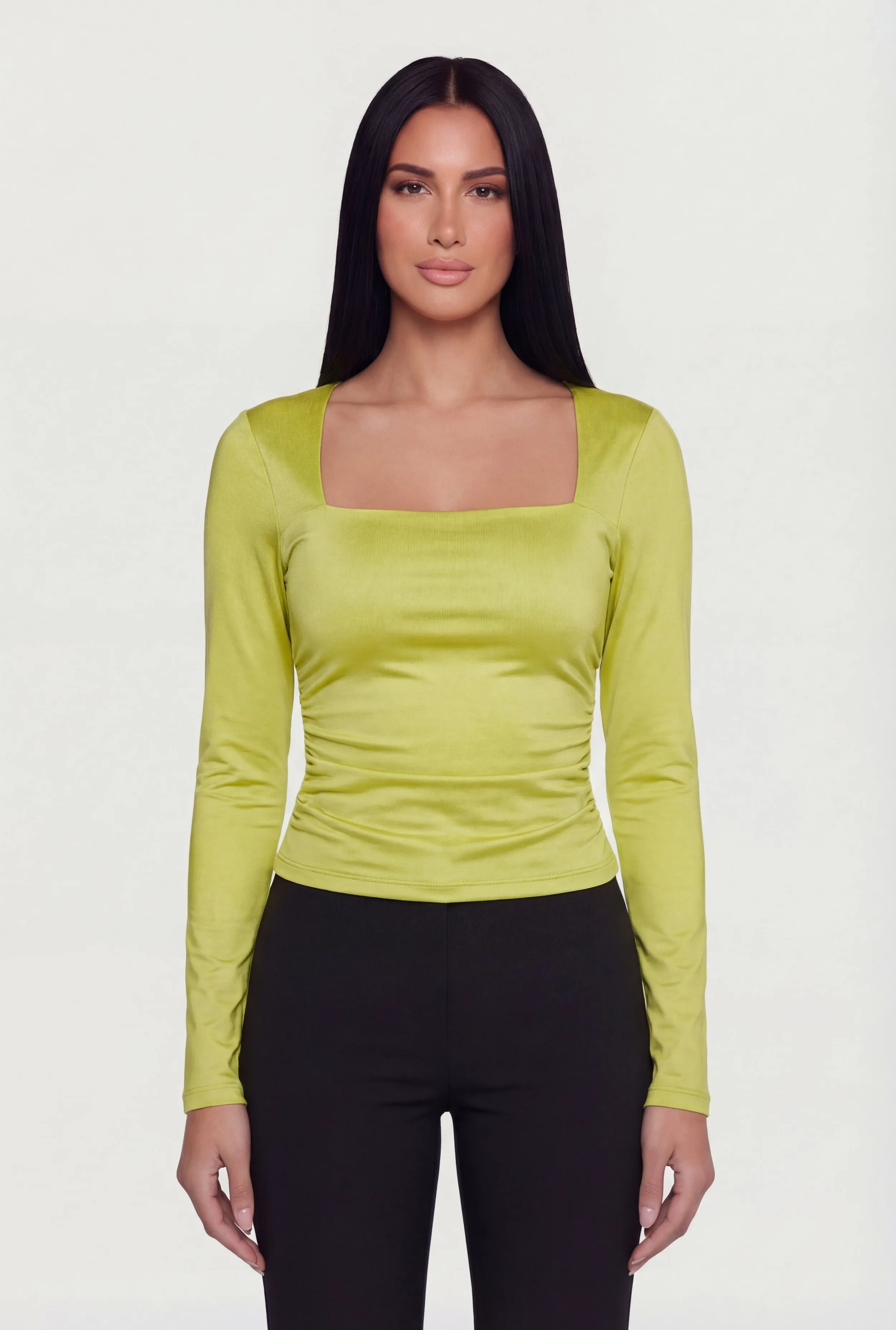Square Neck Side Ruched Long Sleeve Blouse sold by Rainbow product image thumbnail 2