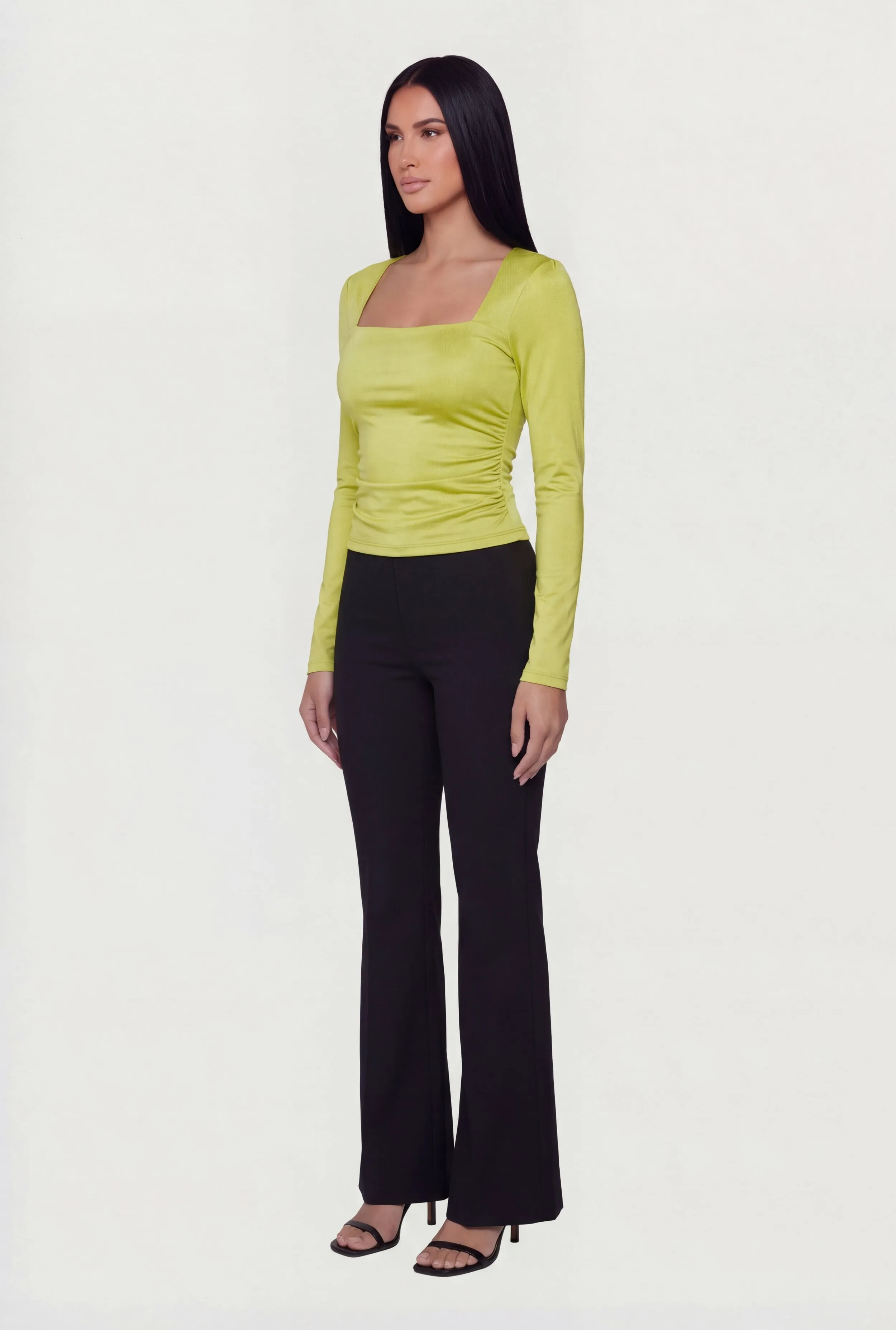 Square Neck Side Ruched Long Sleeve Blouse sold by Rainbow product image thumbnail 3