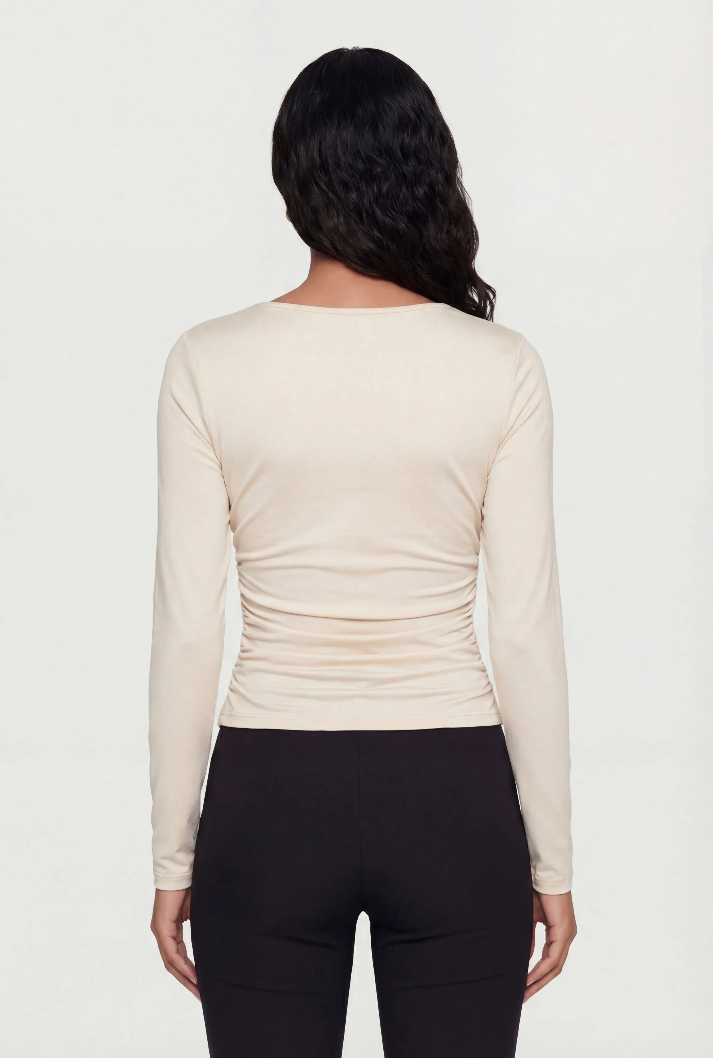 Square Neck Side Ruched Long Sleeve Blouse sold by Rainbow product image thumbnail 5