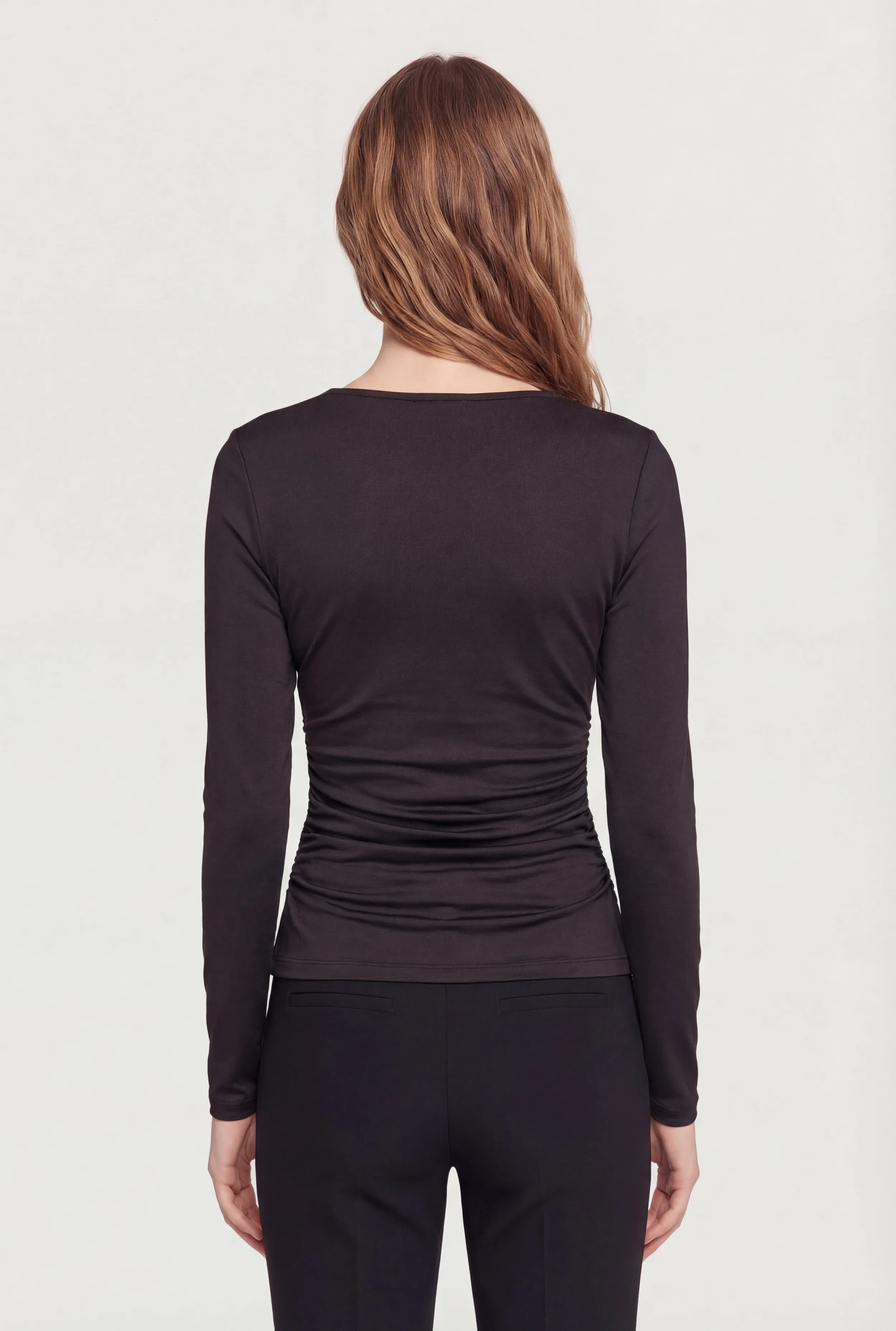 Square Neck Side Ruched Long Sleeve Blouse sold by Rainbow product image thumbnail 5