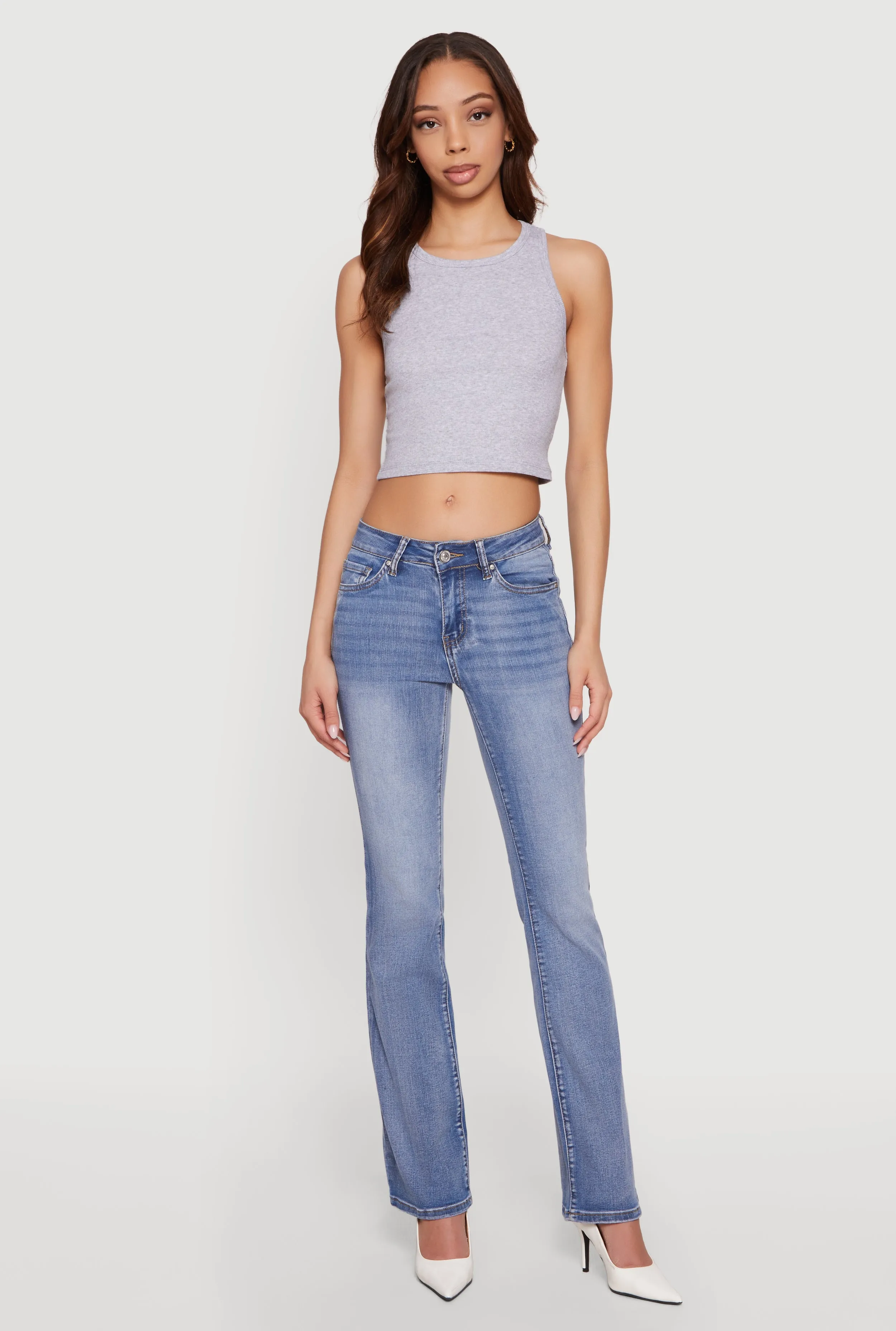 Trendy Mid Rise Whiskered Bootcut Jeans sold by Rainbow
