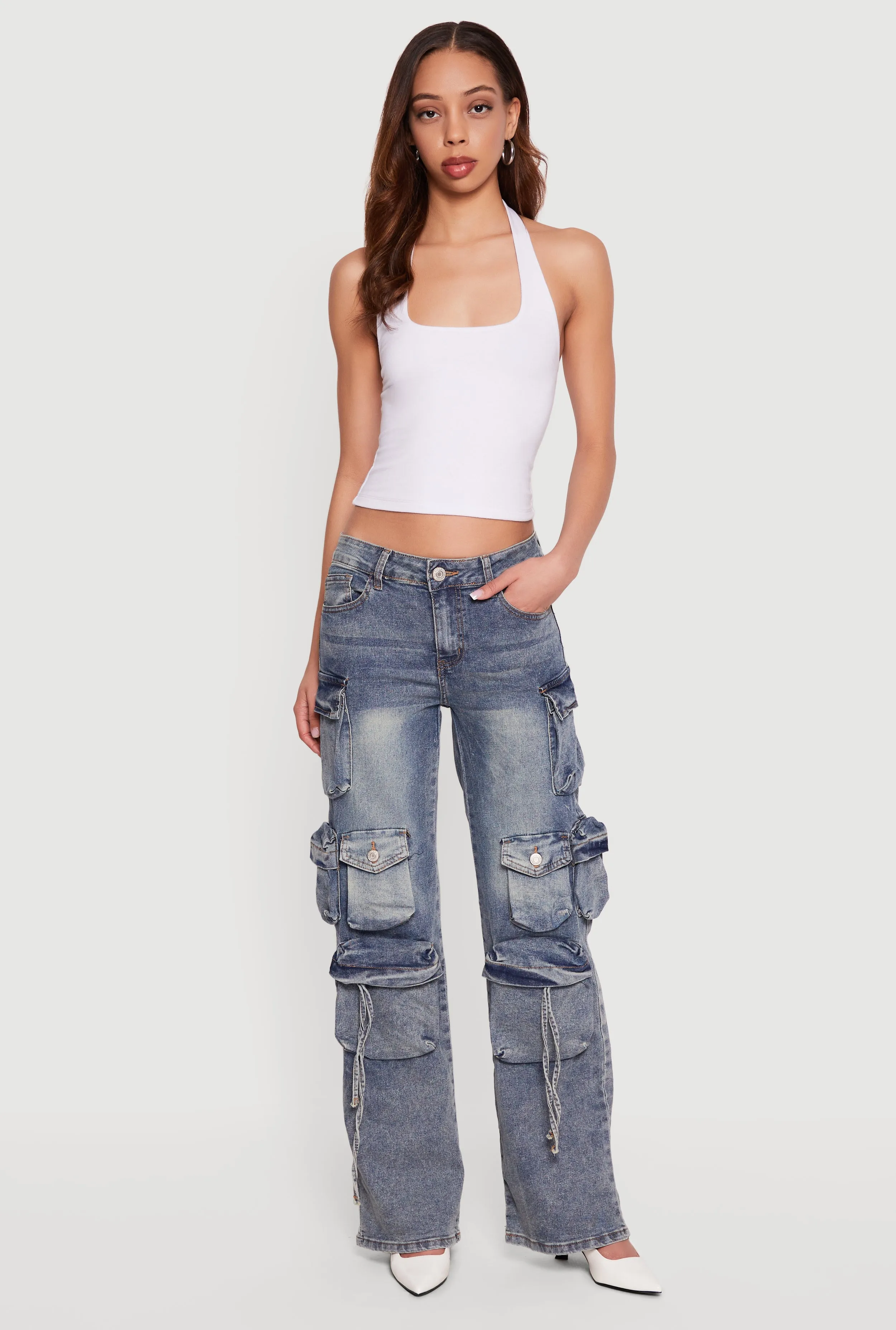 VIP Mineral Wash Straight Leg Utility Jeans sold by Rainbow