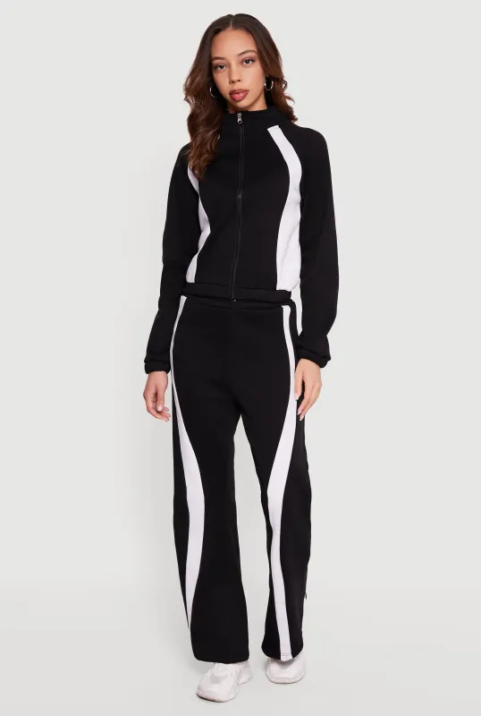 Wavy Contrast Trim Pull On Sweatpants made by Rainbow