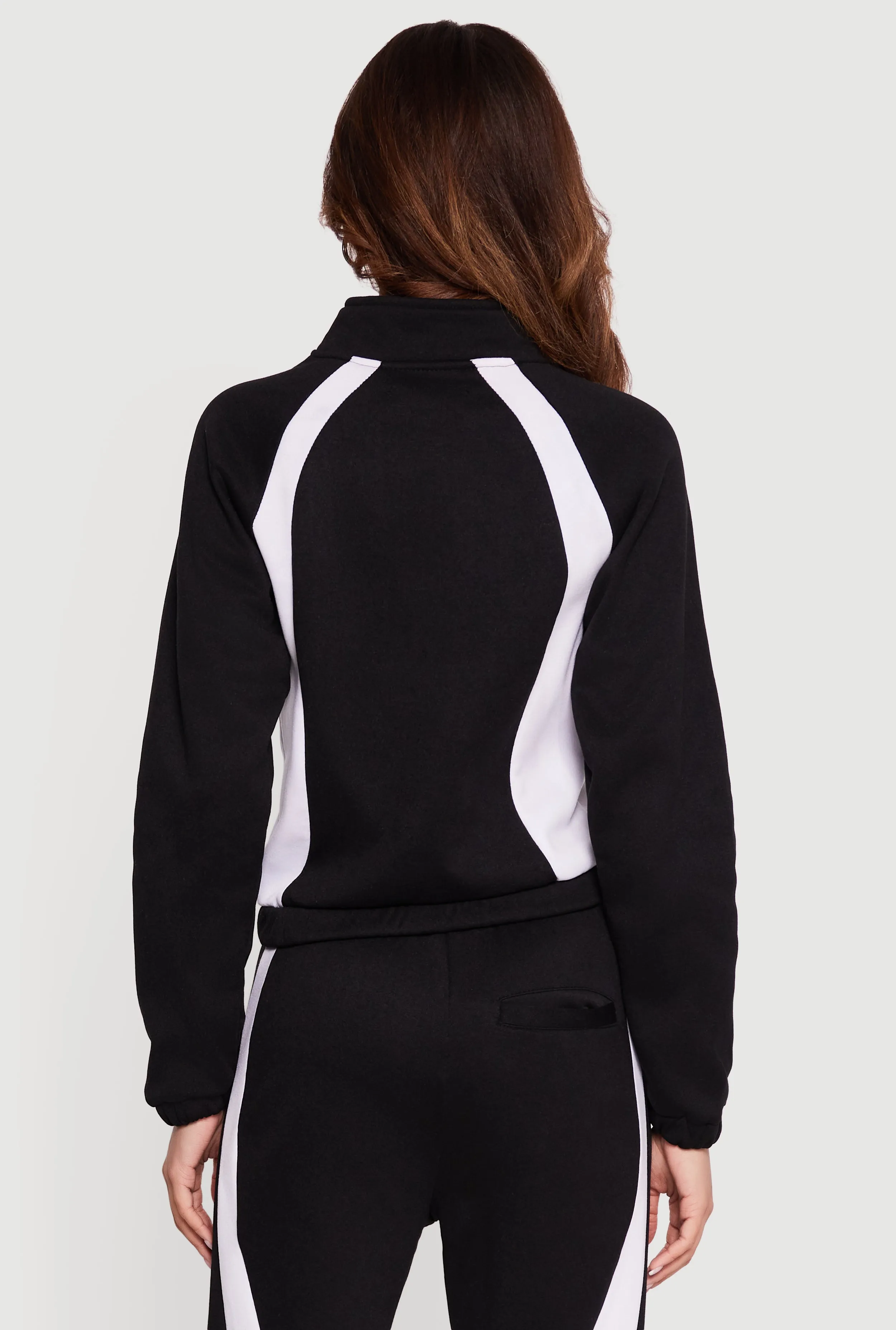 Contrast Trim Mock Neck Zip Front Sweatshirt sold by Rainbow product image thumbnail 5