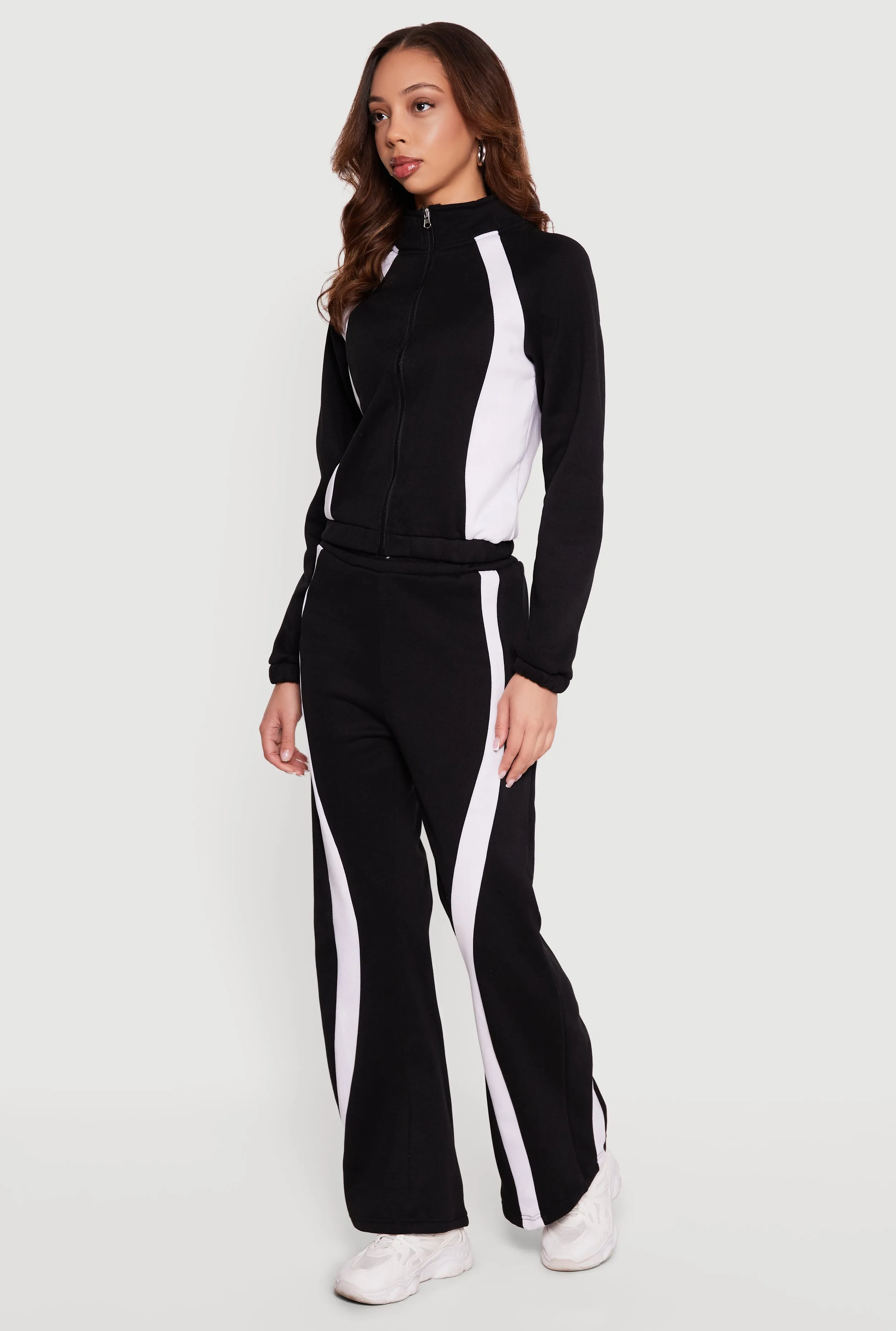 Contrast Trim Mock Neck Zip Front Sweatshirt sold by Rainbow product image thumbnail 3