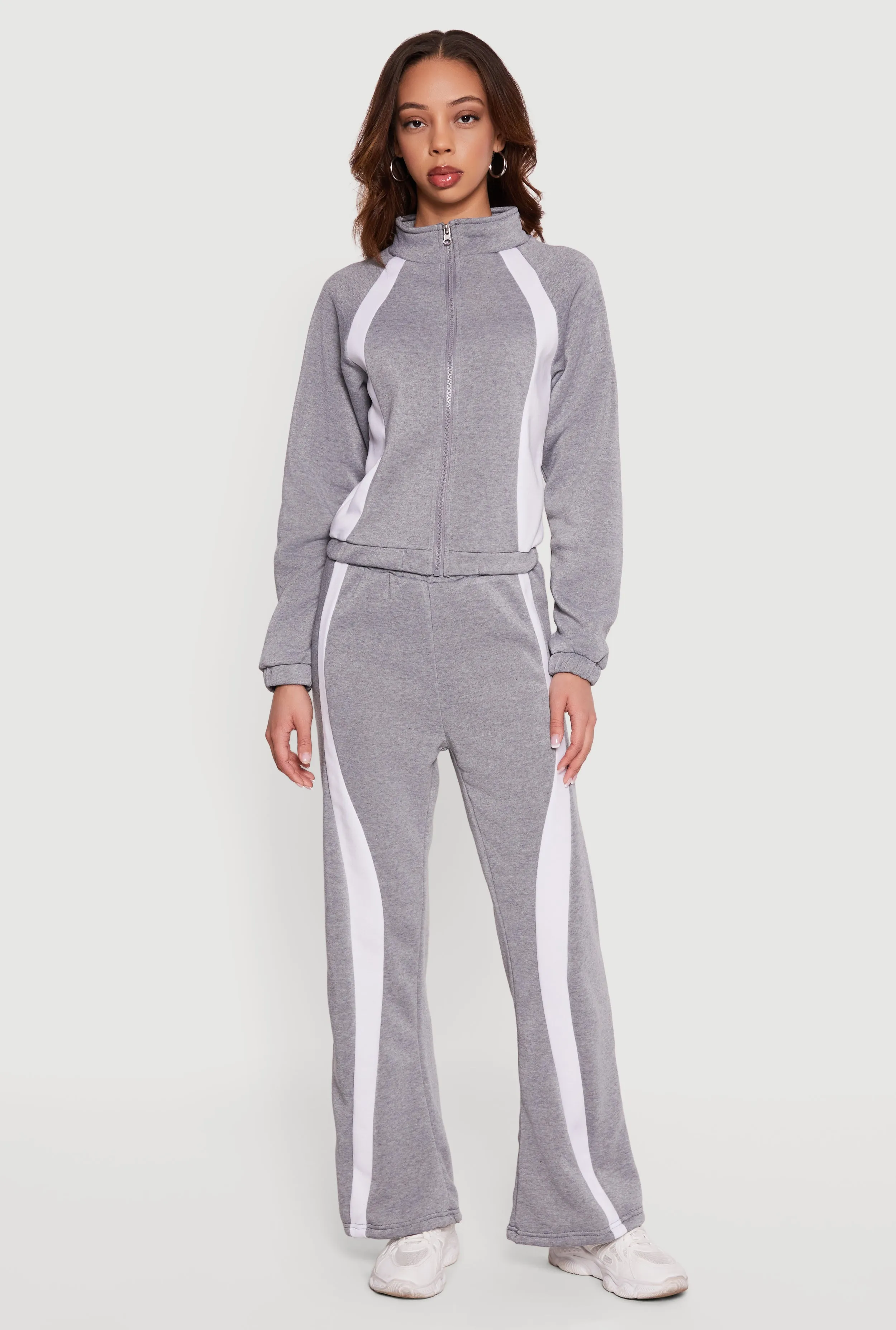 Contrast Trim Mock Neck Zip Front Sweatshirt sold by Rainbow product image thumbnail 2