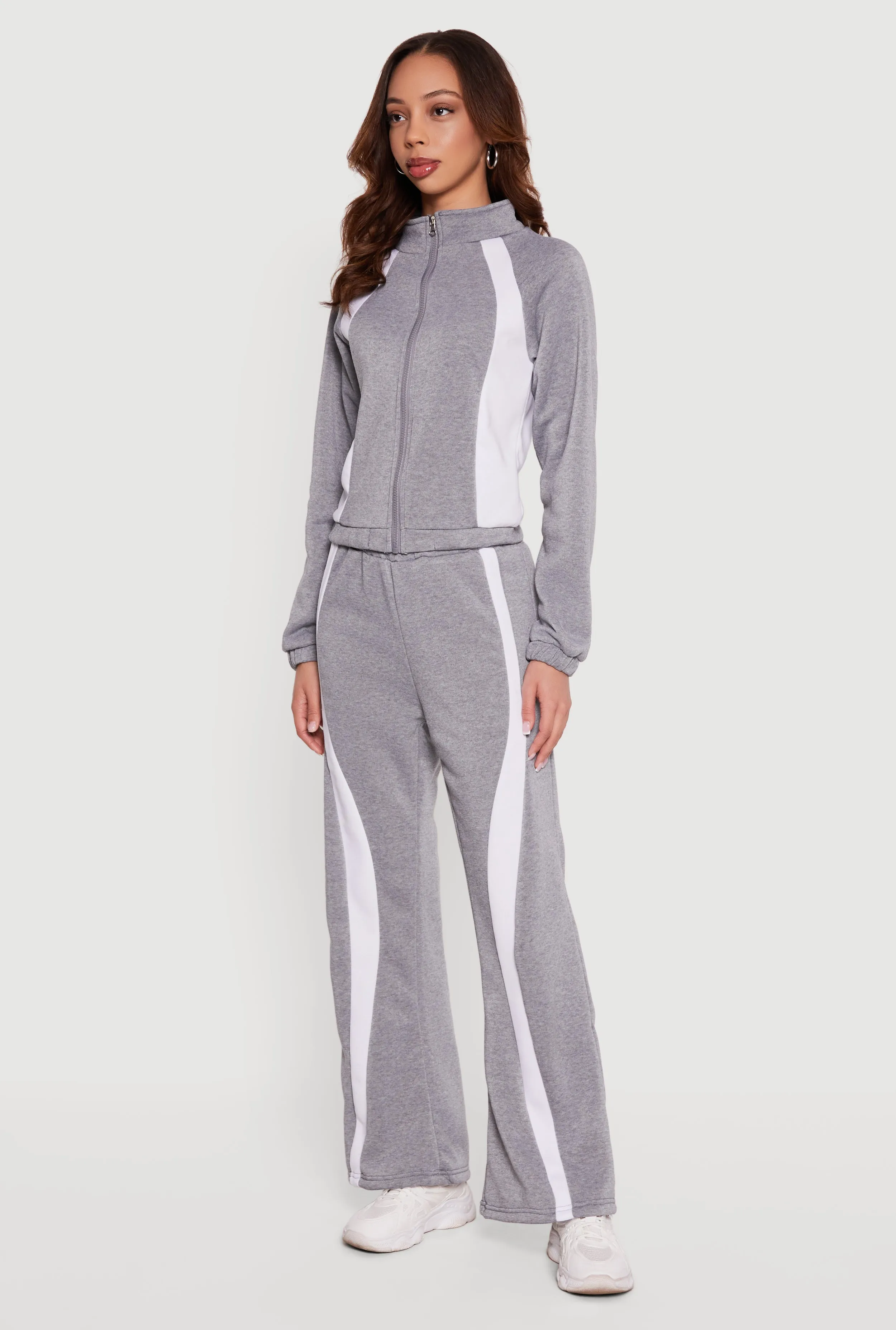 Contrast Trim Mock Neck Zip Front Sweatshirt sold by Rainbow product image thumbnail 3