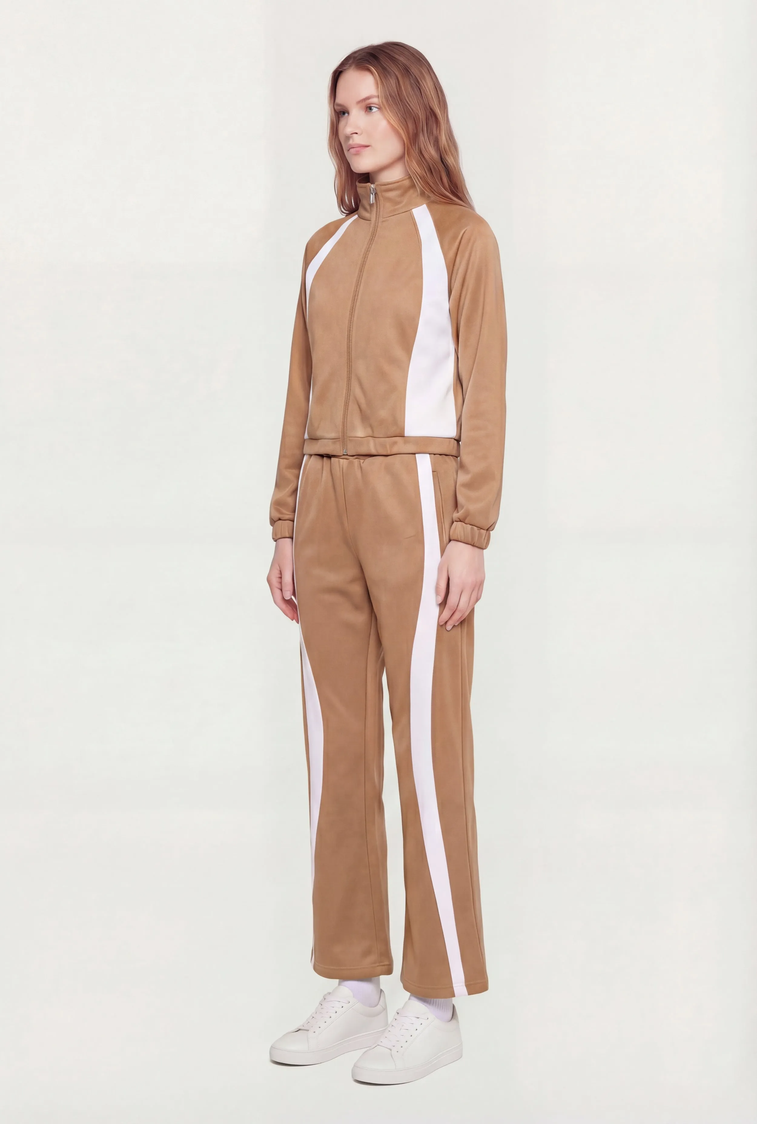 Contrast Trim Mock Neck Zip Front Sweatshirt sold by Rainbow product image thumbnail 3