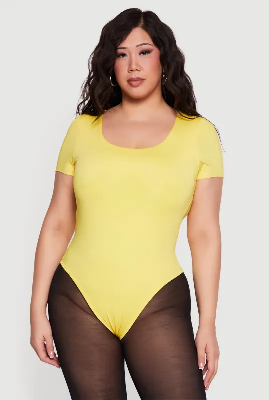 Plus Size Double Layered Short Sleeve Bodysuit made by Daisy