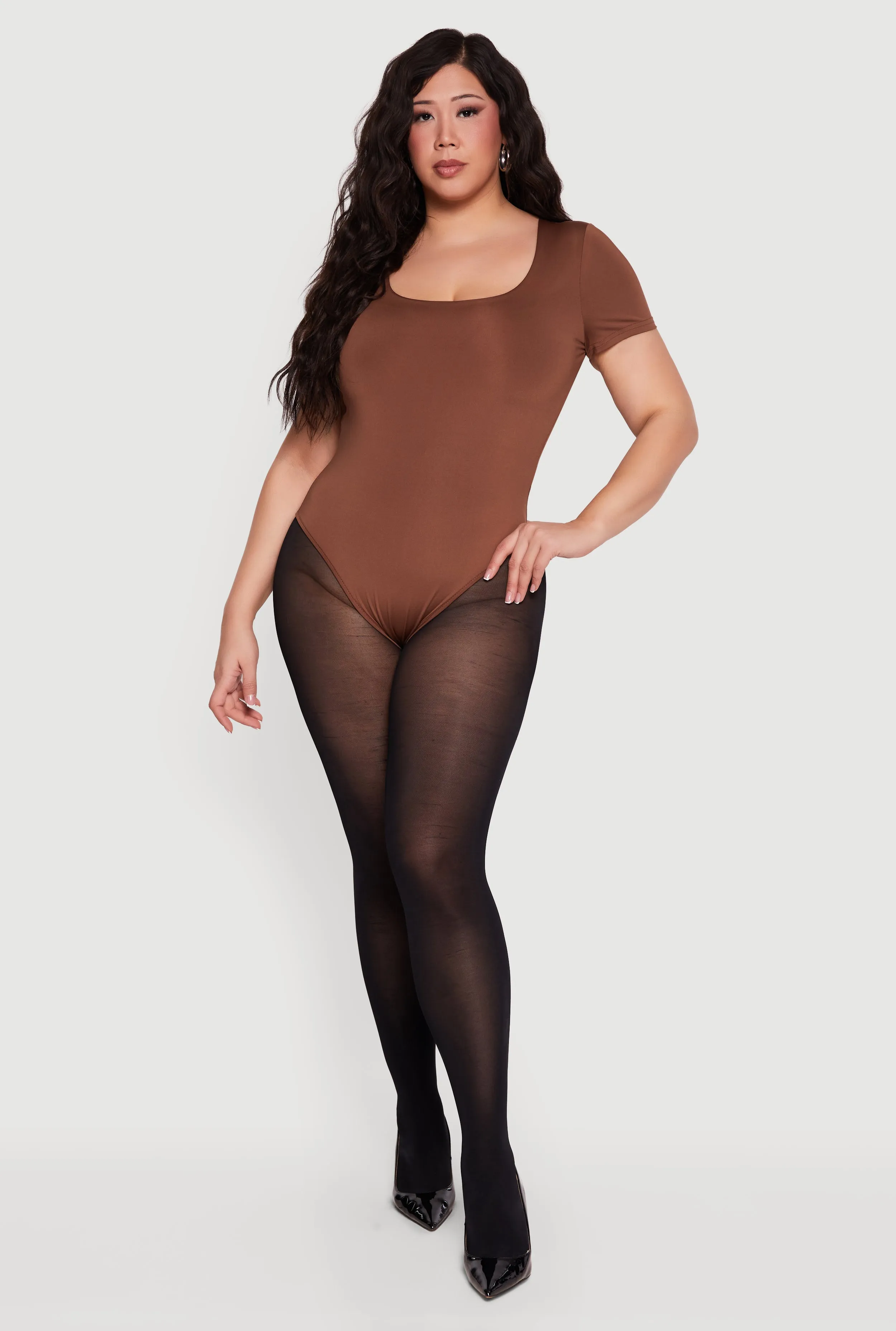 Plus Size Double Layered Short Sleeve Bodysuit sold by Rainbow product image thumbnail 2