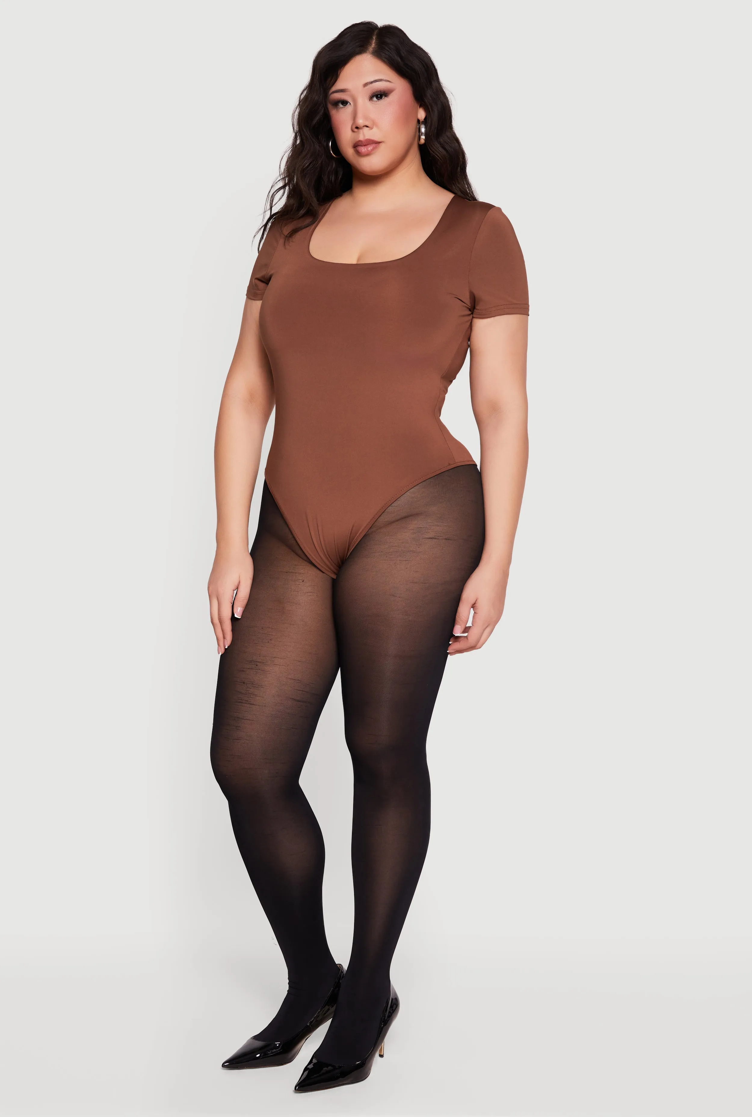 Plus Size Double Layered Short Sleeve Bodysuit sold by Rainbow product image thumbnail 3