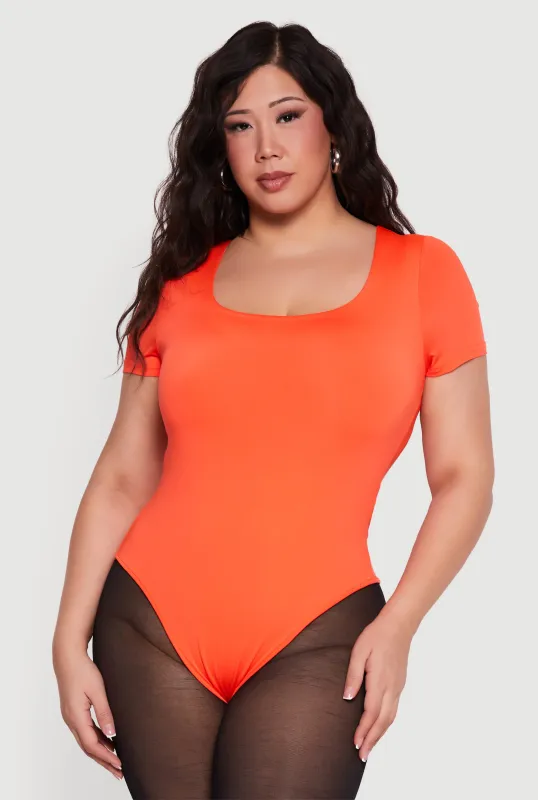 Plus Size Double Layered Short Sleeve Bodysuit sold by Rainbow