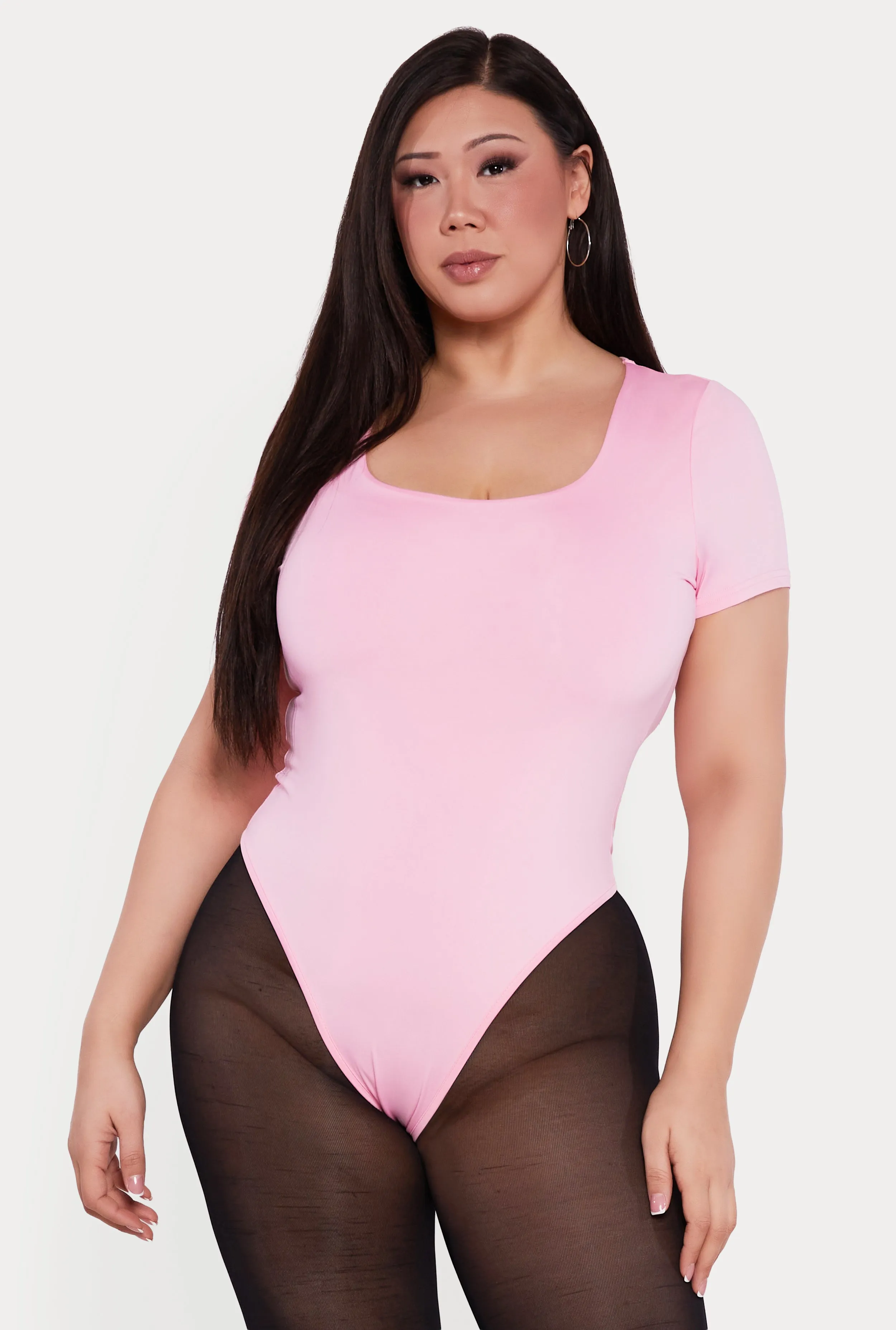 Plus Size Double Layered Short Sleeve Bodysuit sold by Rainbow product image thumbnail 2