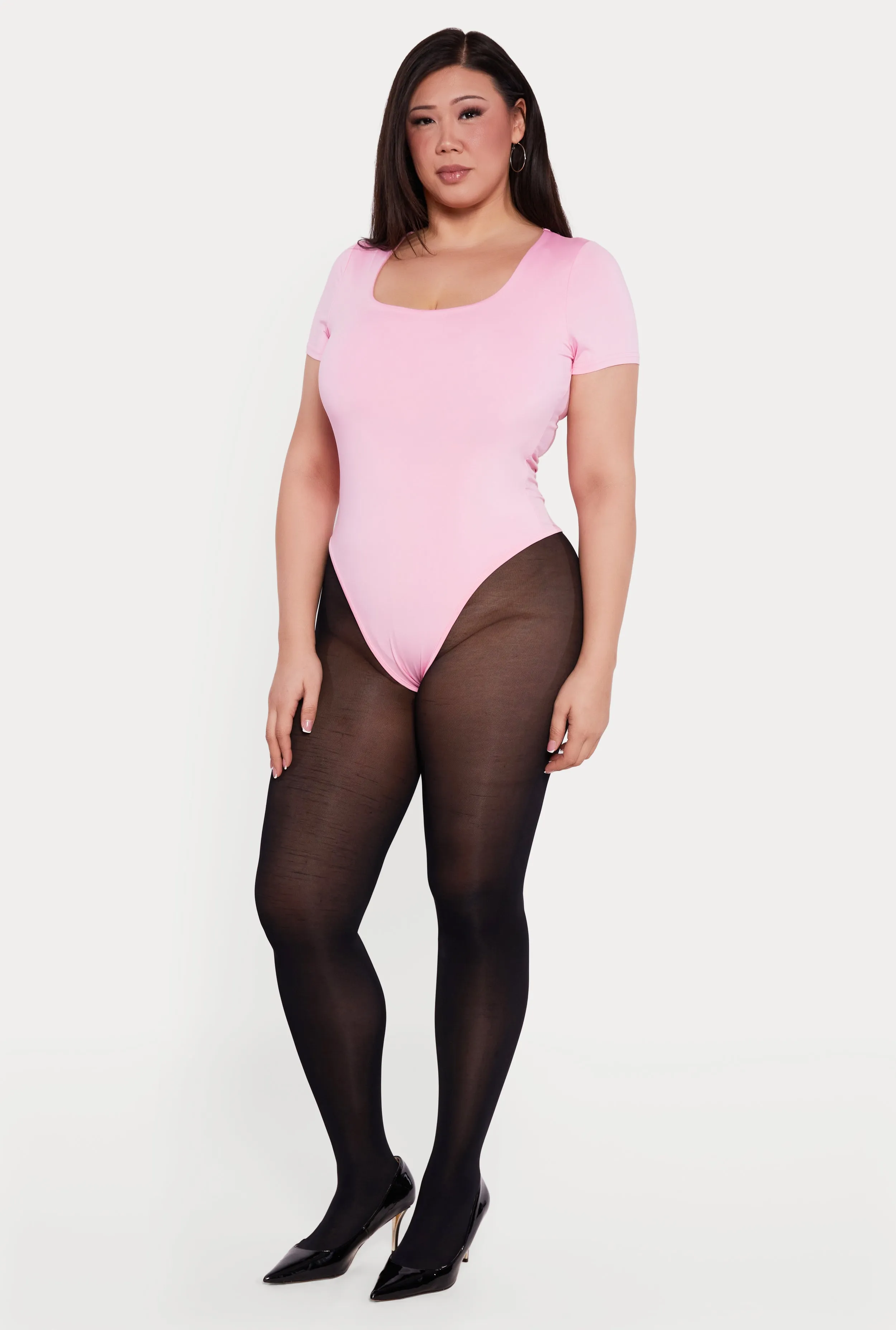 Plus Size Double Layered Short Sleeve Bodysuit sold by Rainbow product image thumbnail 3