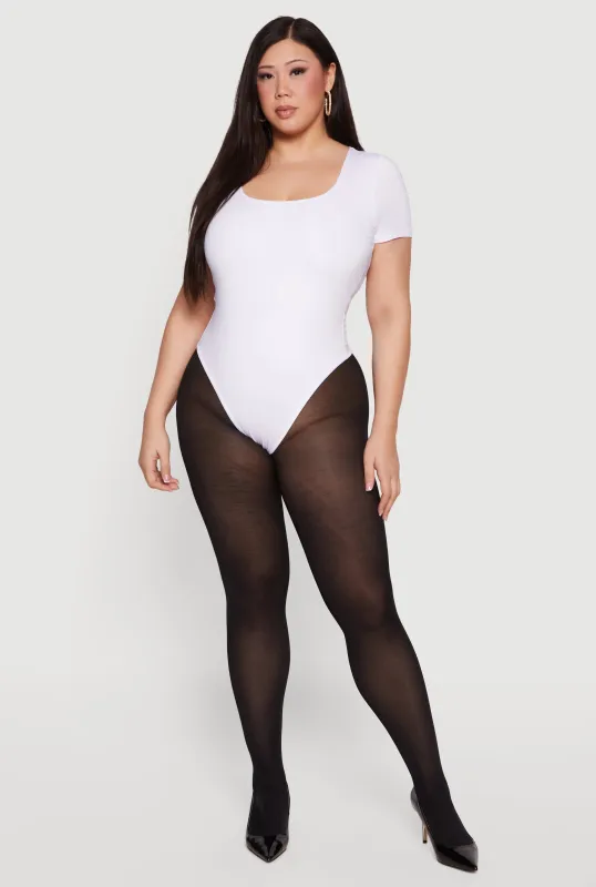 Plus Size Double Layered Short Sleeve Bodysuit sold by Rainbow