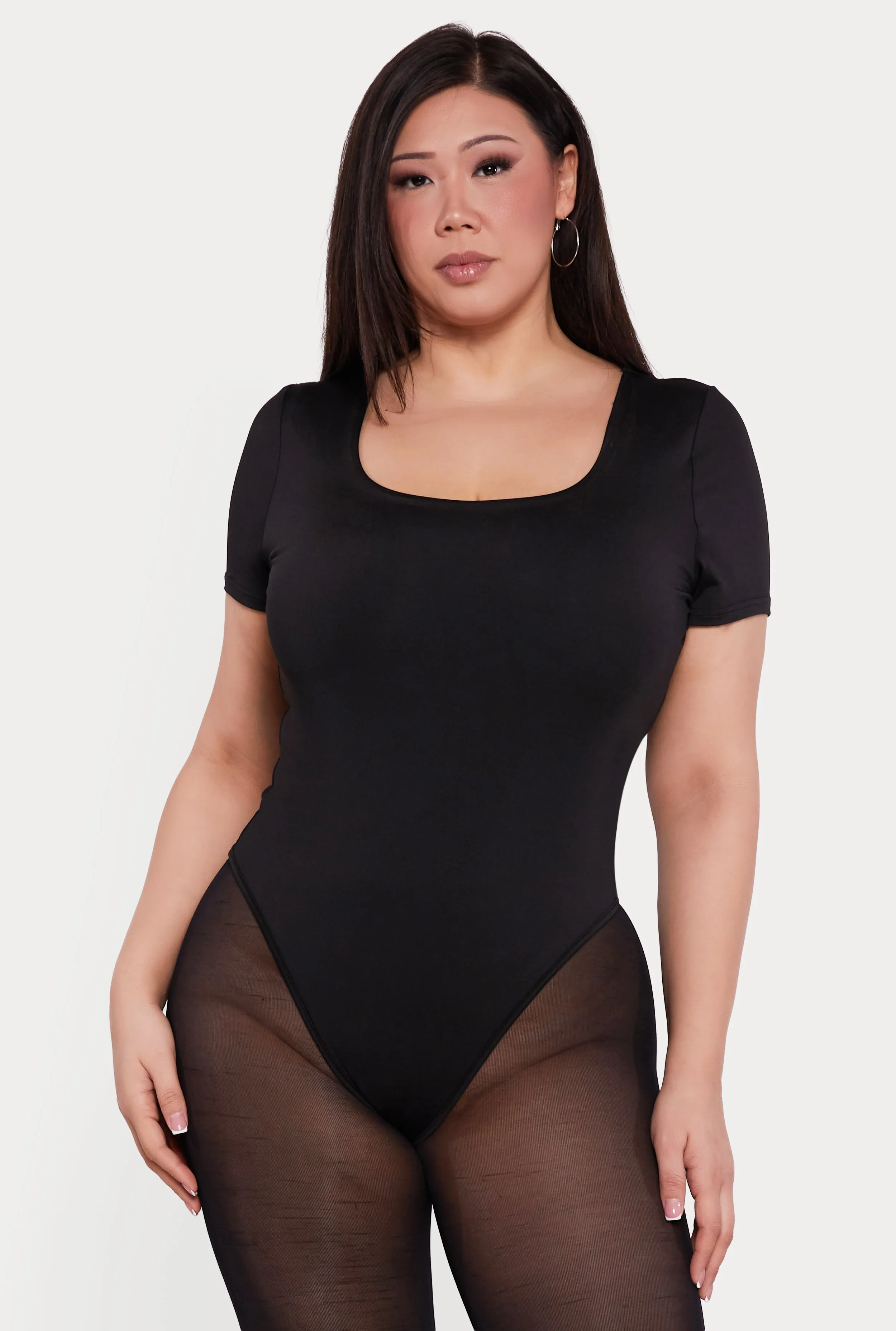 Plus Size Double Layered Short Sleeve Bodysuit sold by Rainbow product image thumbnail 2